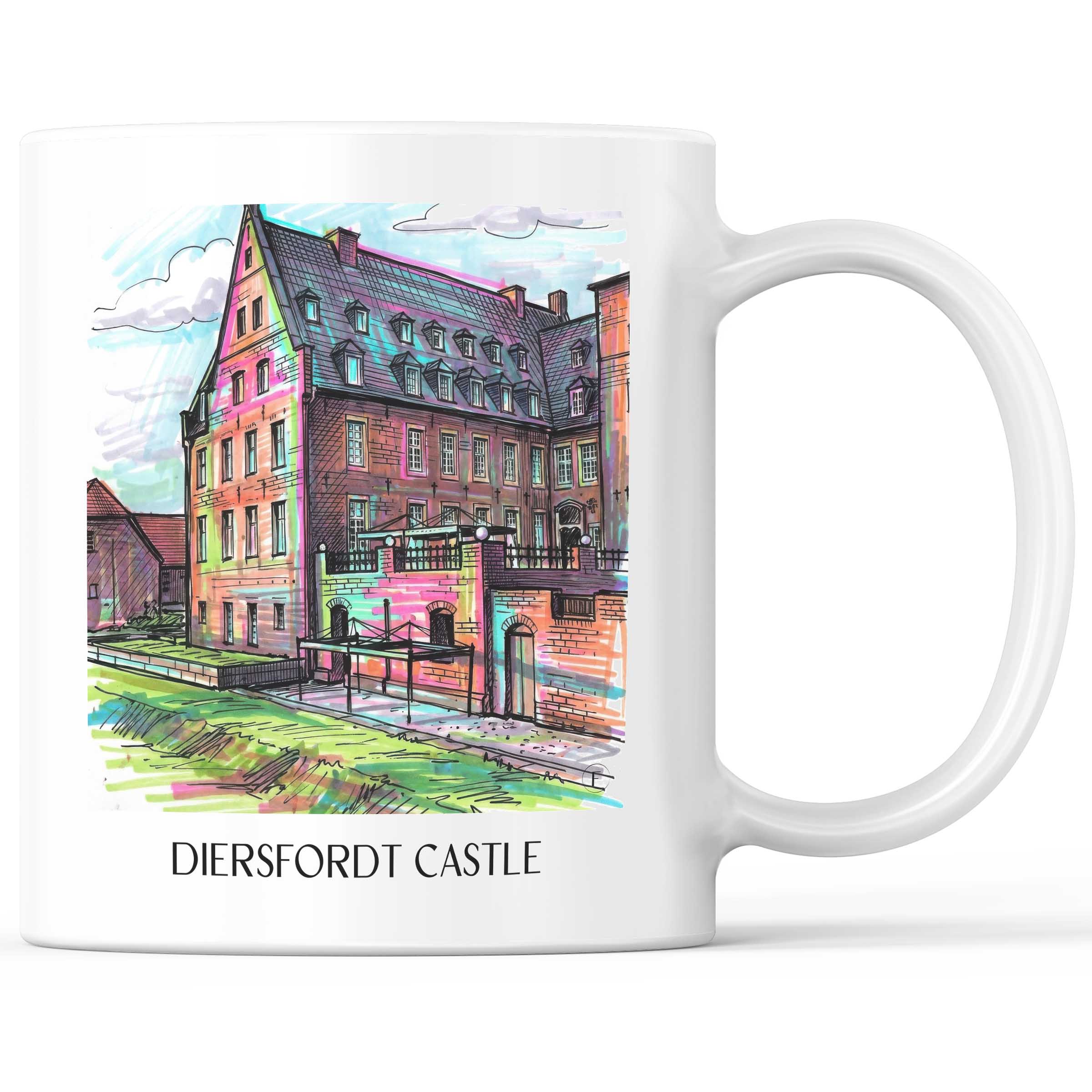 Schloss Diersfordt Kaffeebecher - Wesel - Deutschland Becher - Kaffeetasse im Tag Graffiti Stil