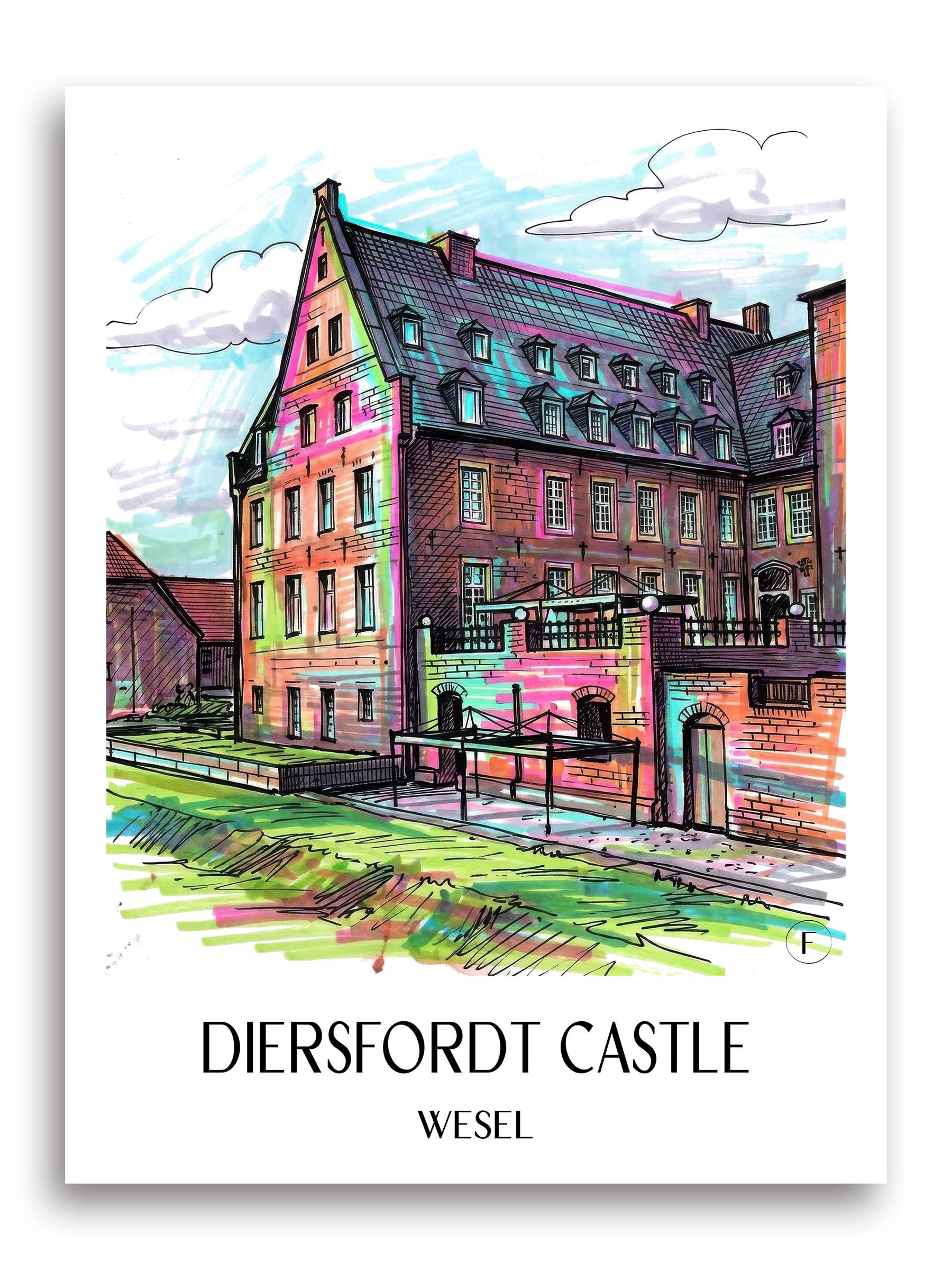 Schloss Diersfordt Poster - Wesel - Deutschland Kunstdruck - Tag Graffiti von A4 bis A1
