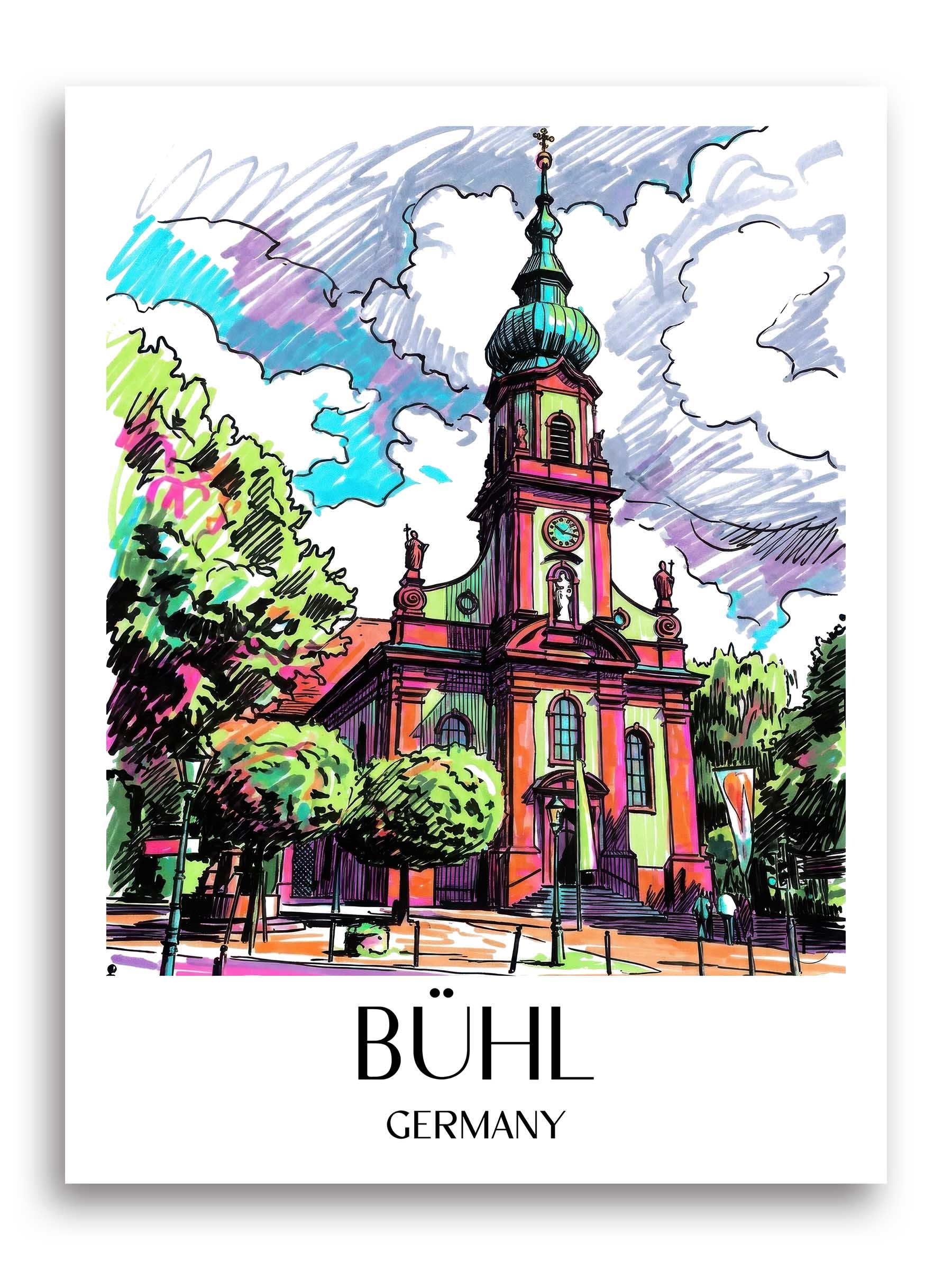 Bühl Poster - Schwarzwald - Deutschland Kunstdruck - Tag Graffiti von A4 bis A1