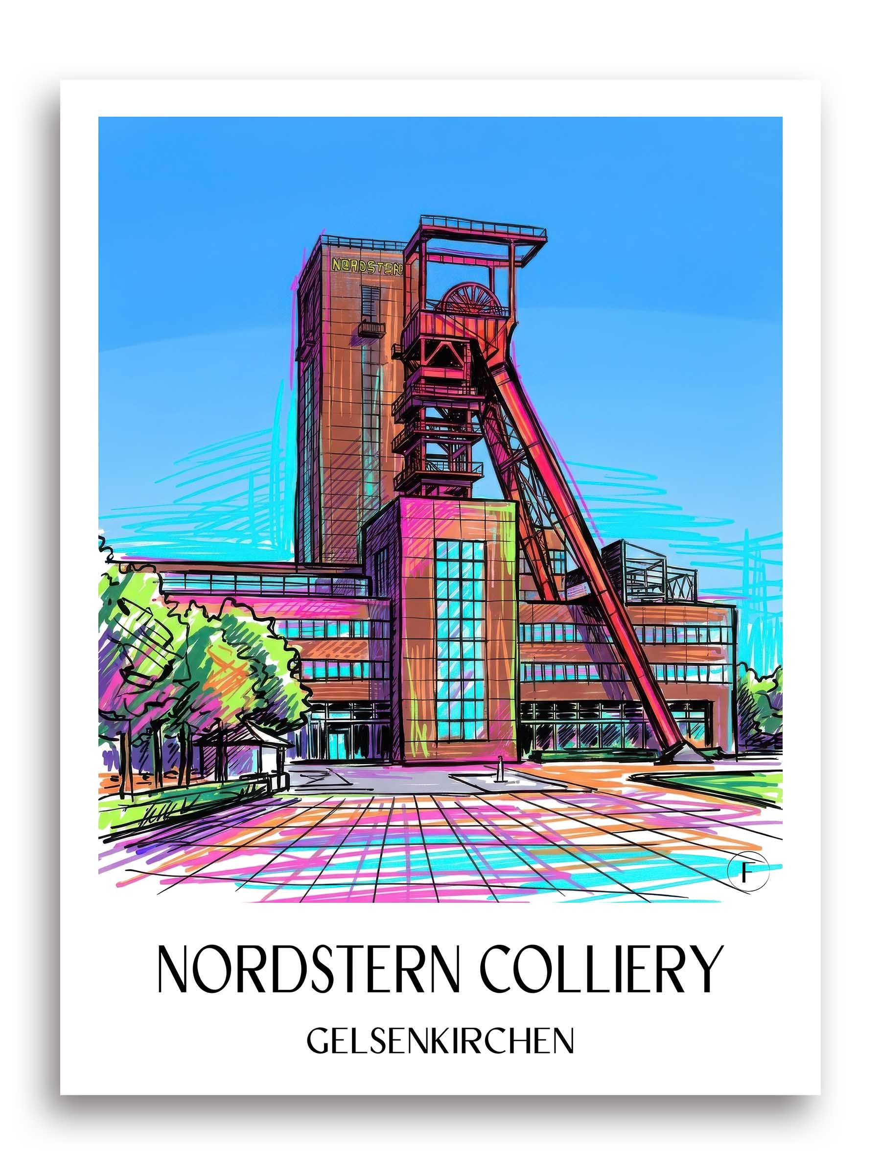 Zeche Nordstern Poster - Gelsenkirchen - Deutschland Kunstdruck - Tag Graffiti von A4 bis A1