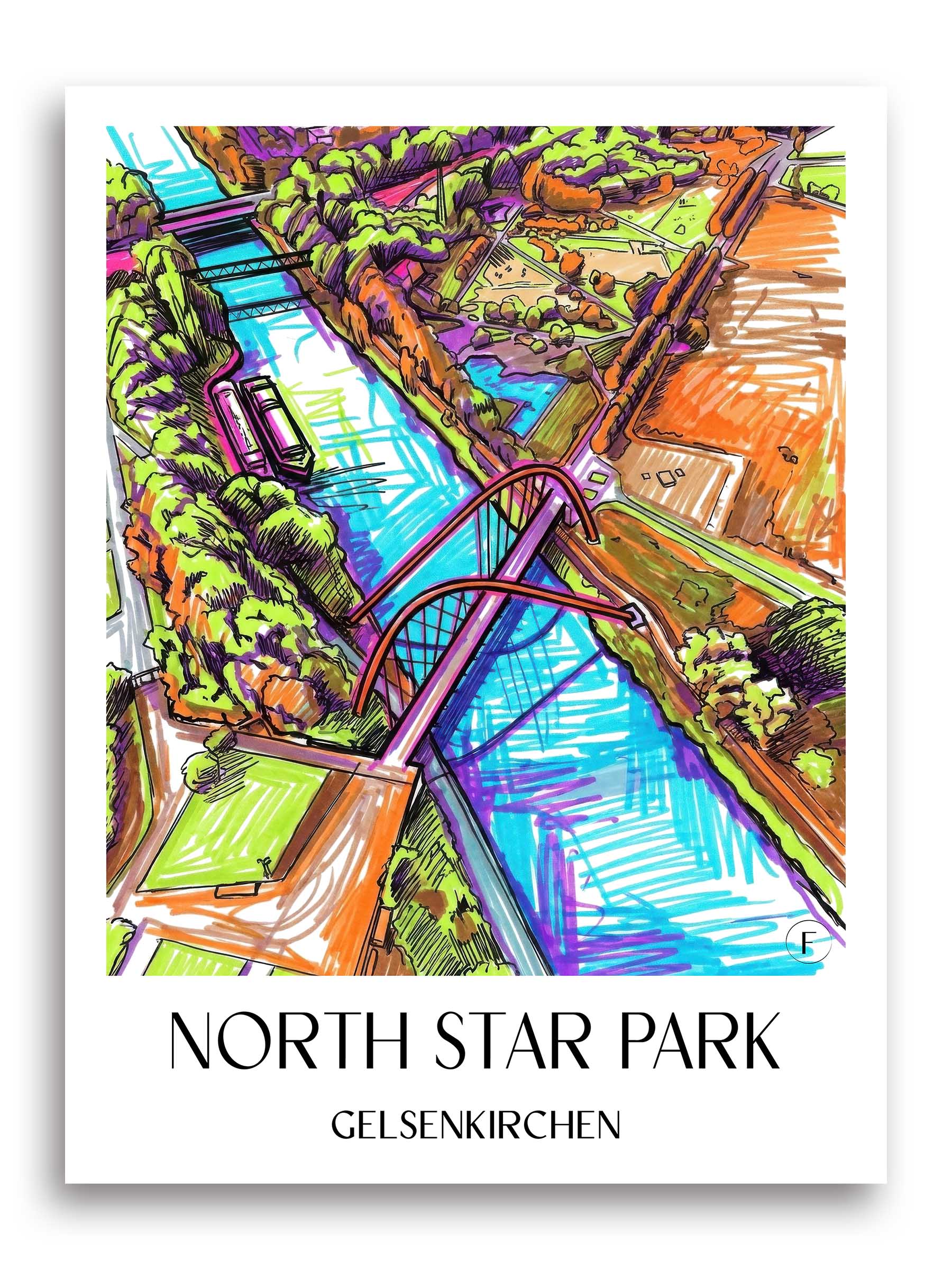 Nordsternpark Poster - Gelsenkirchen - Deutschland Kunstdruck - Tag Graffiti von A4 bis A1