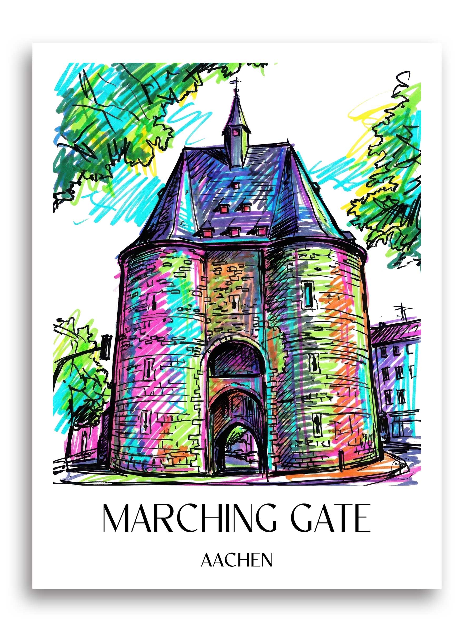 Marschiertor Poster - Aachen - Deutschland Kunstdruck - Tag Graffiti von A4 bis A1