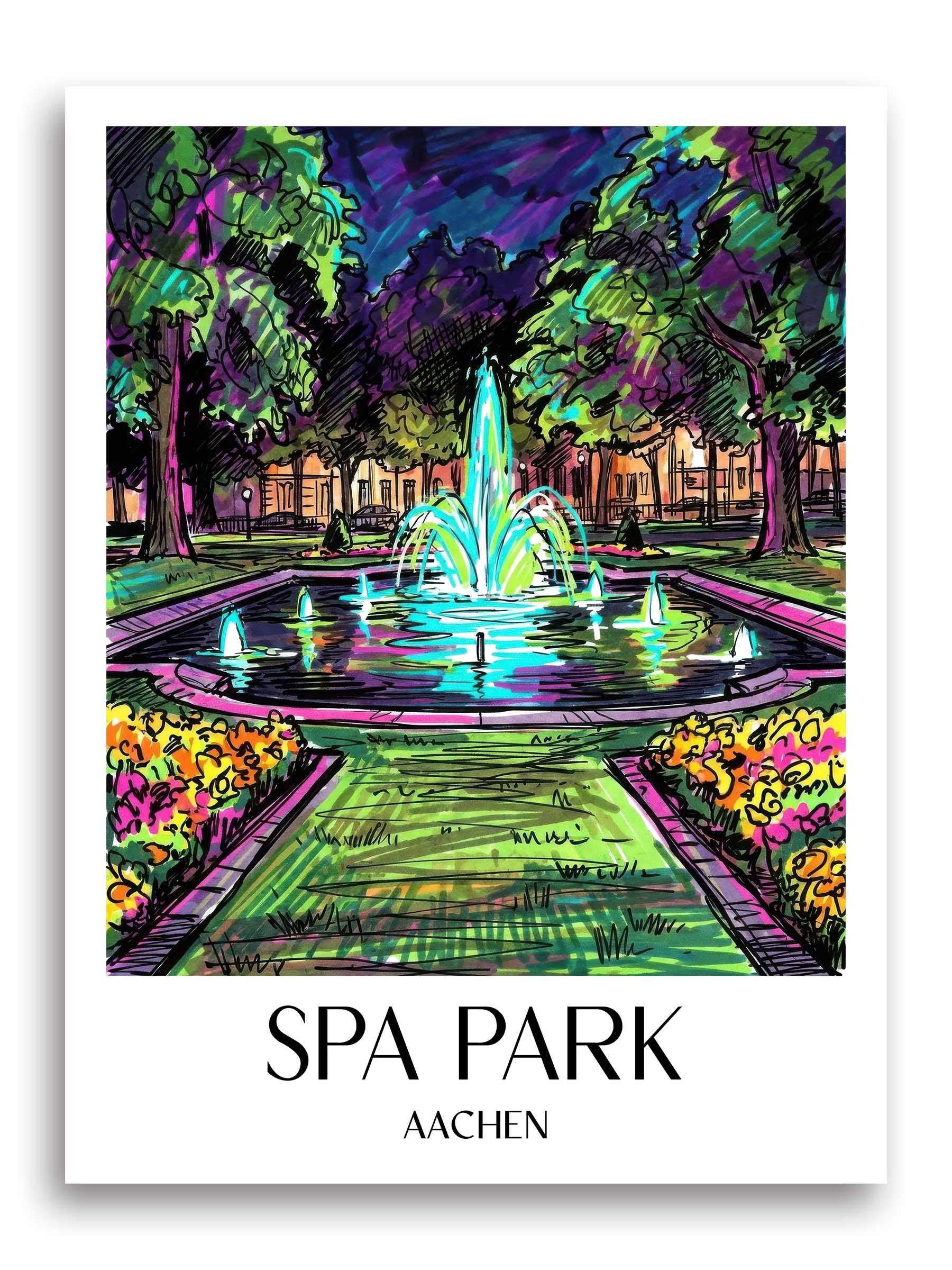 Kurpark Poster - Aachen - Deutschland Kunstdruck - Tag Graffiti von A4 bis A1
