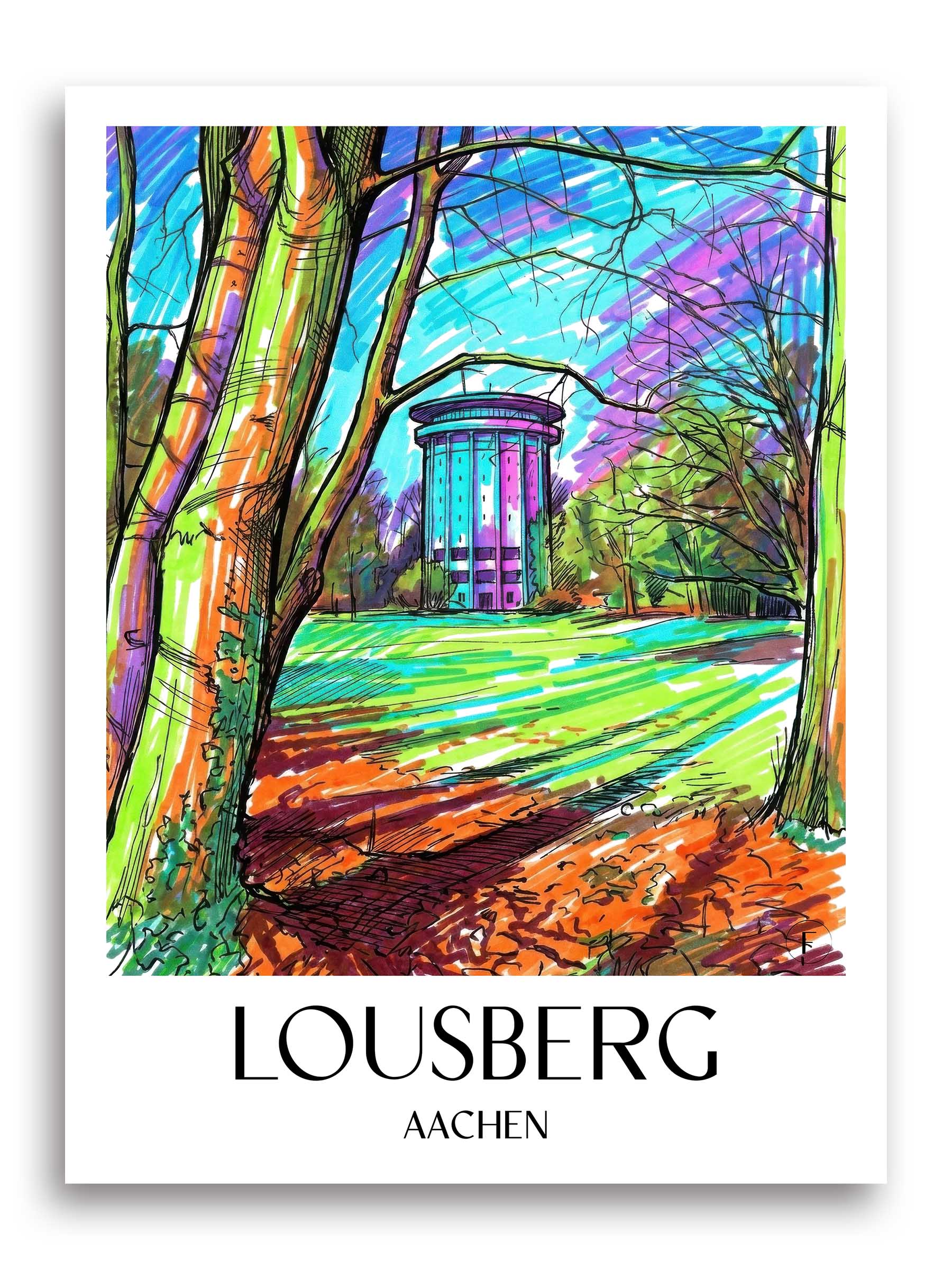 Lousberg Poster - Aachen - Deutschland Kunstdruck - Tag Graffiti von A4 bis A1