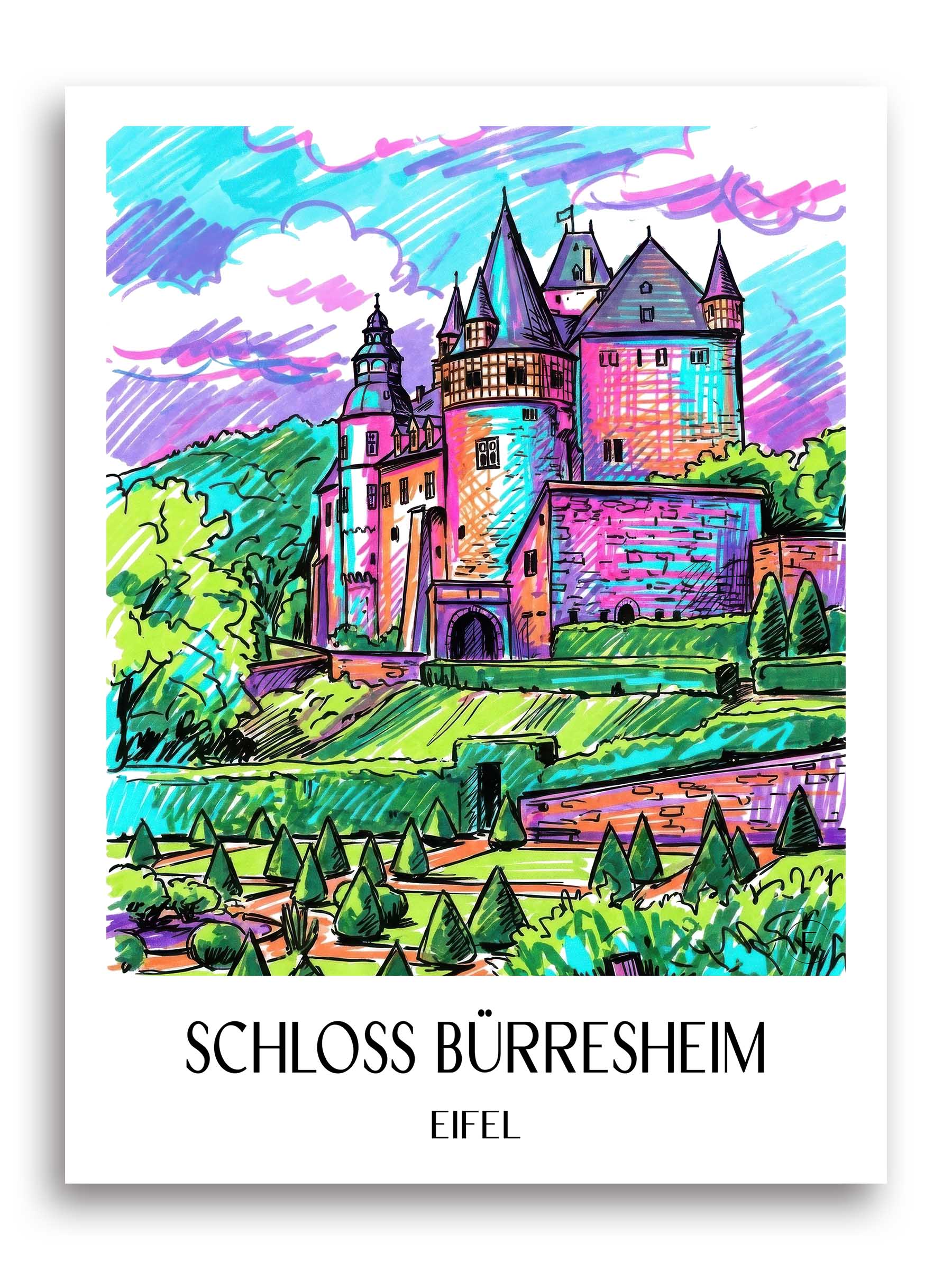 schloss-bürresheim-eifel-deutschland-poster-graffiti