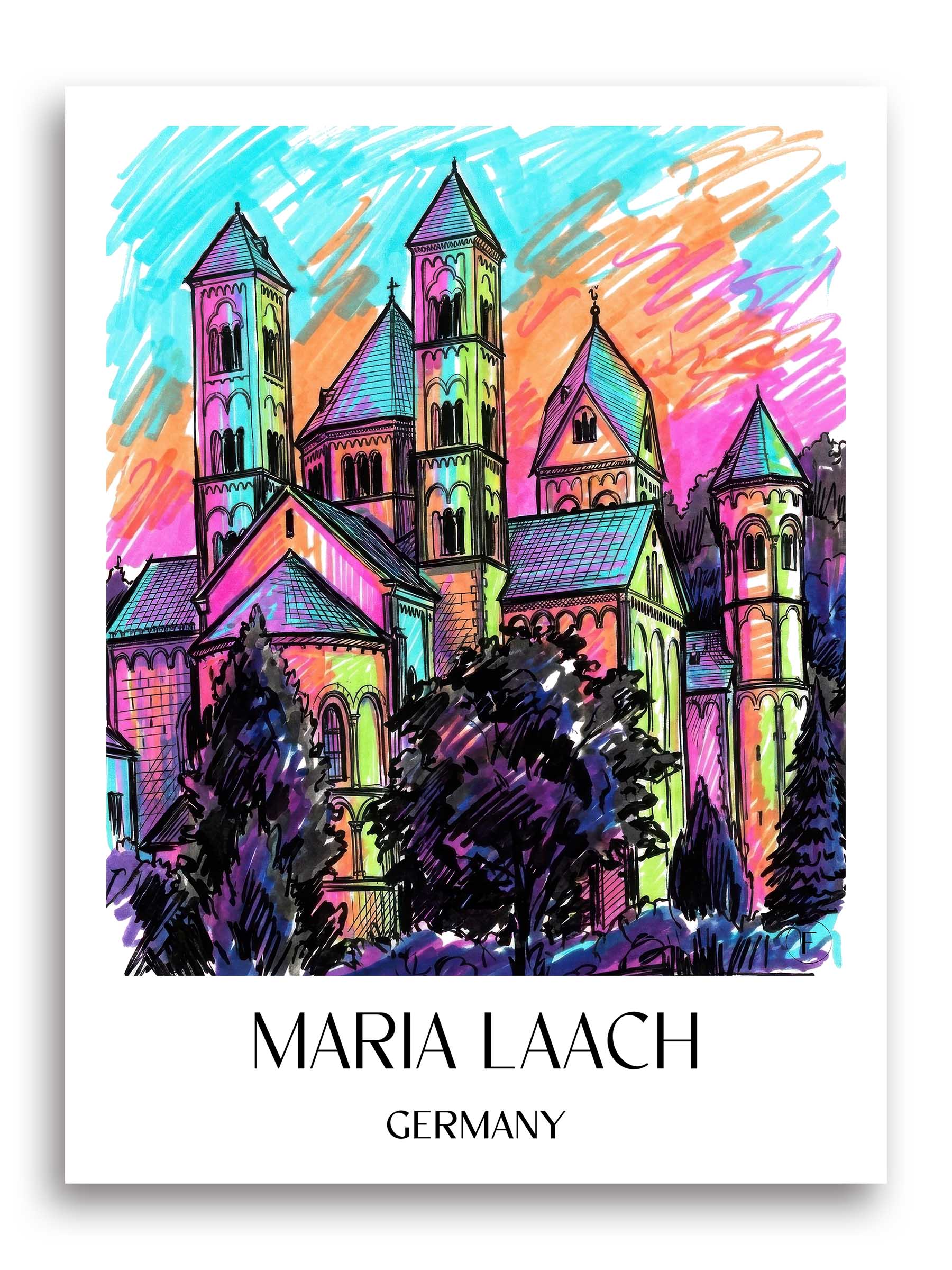 Maria Laach Poster - Eifel - Deutschland Kunstdruck - Tag Graffiti von A4 bis A1