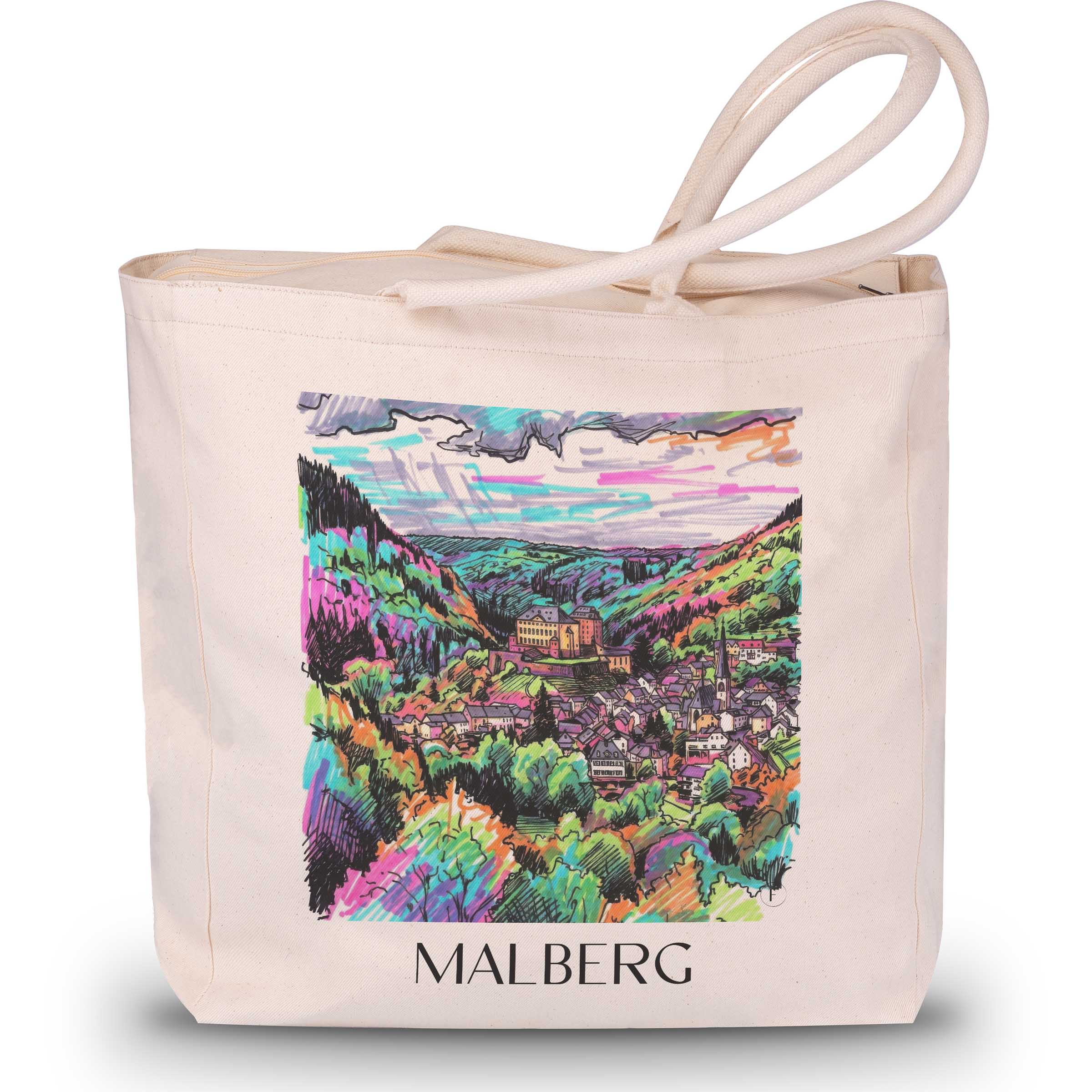 Malberg Shopping Tasche - Eifel - Deutschland Tote Bag - Einkaufstasche im Tag Graffiti Stil