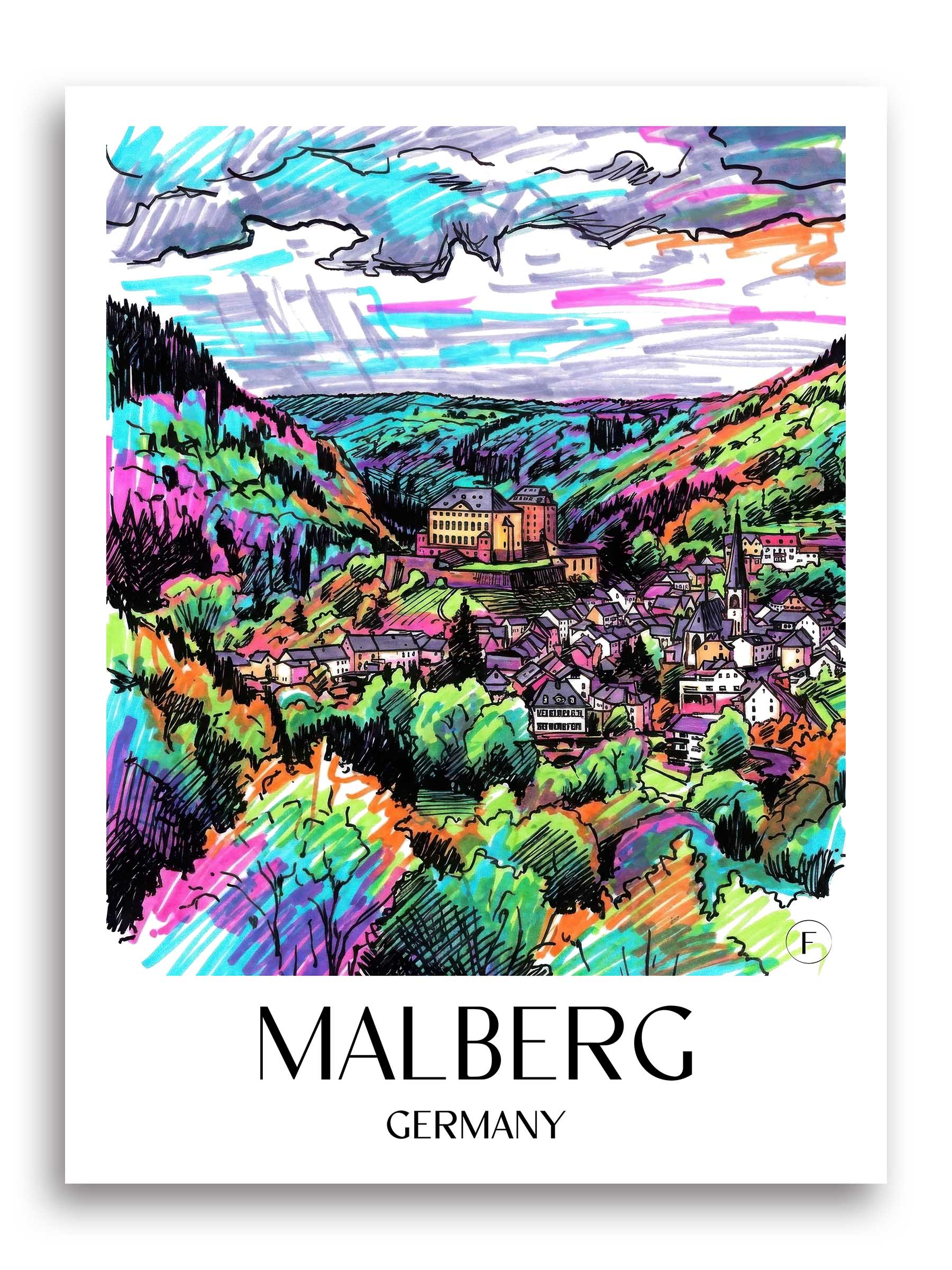 Malberg Poster - Eifel - Deutschland Kunstdruck - Tag Graffiti von A4 bis A1