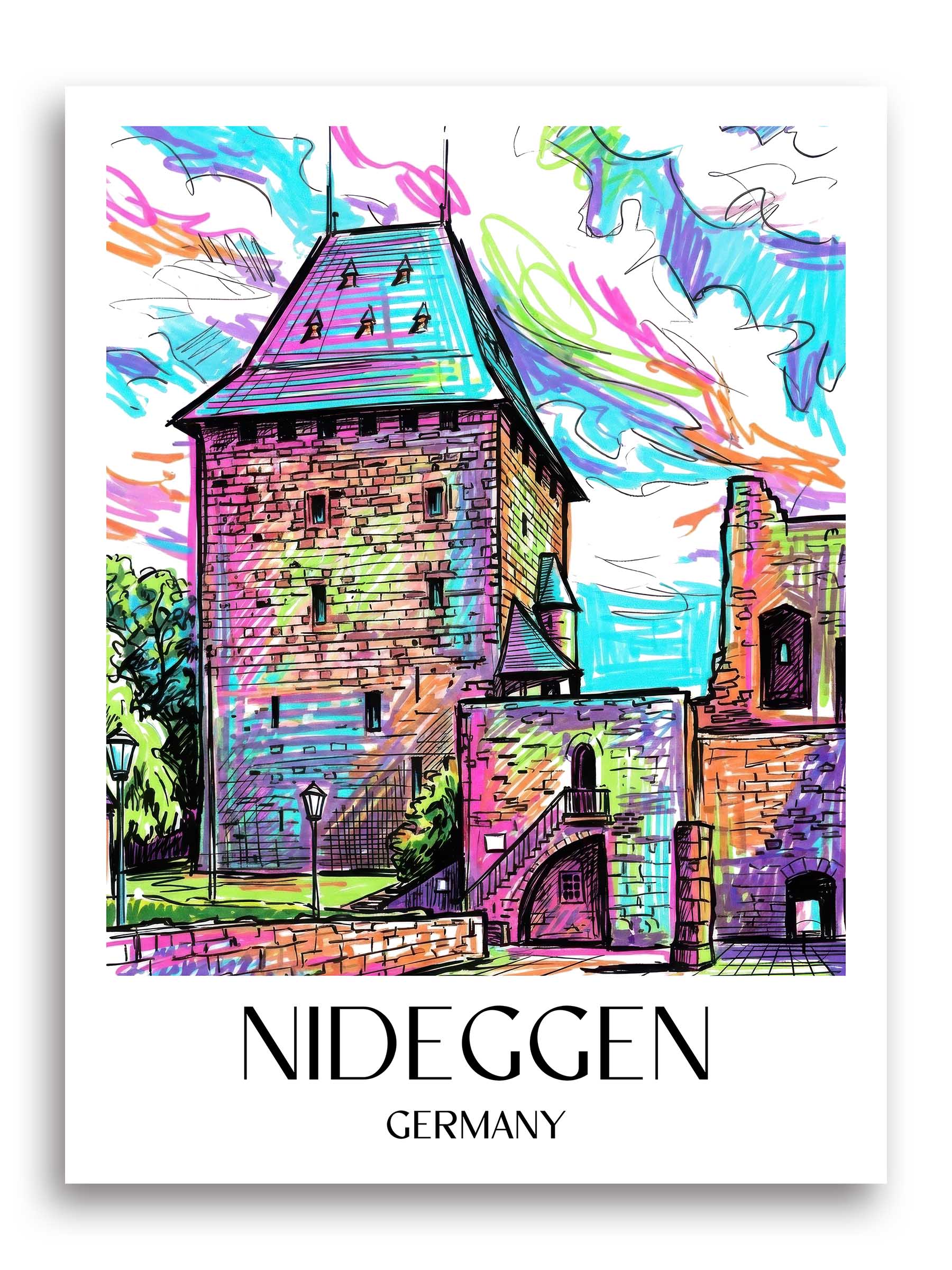 Nideggen Poster - Eifel - Deutschland Kunstdruck - Tag Graffiti von A4 bis A1