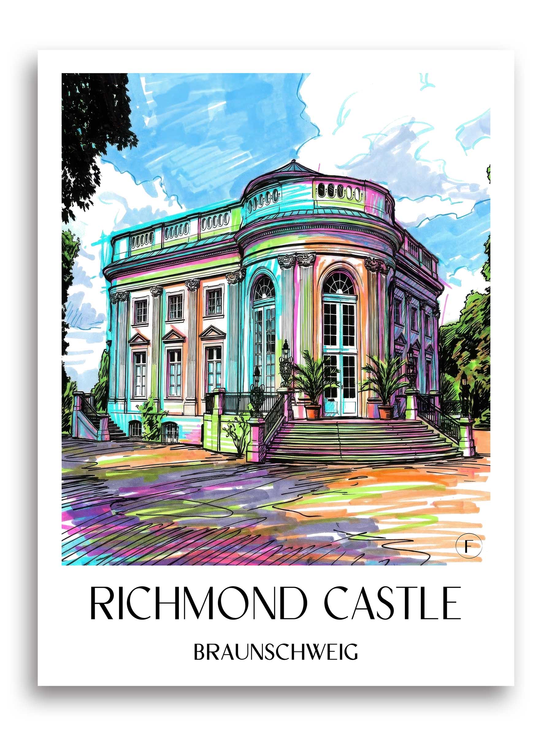 Schloss Richmond Poster - Braunschweig - Deutschland Kunstdruck - Tag Graffiti von A4 bis A1