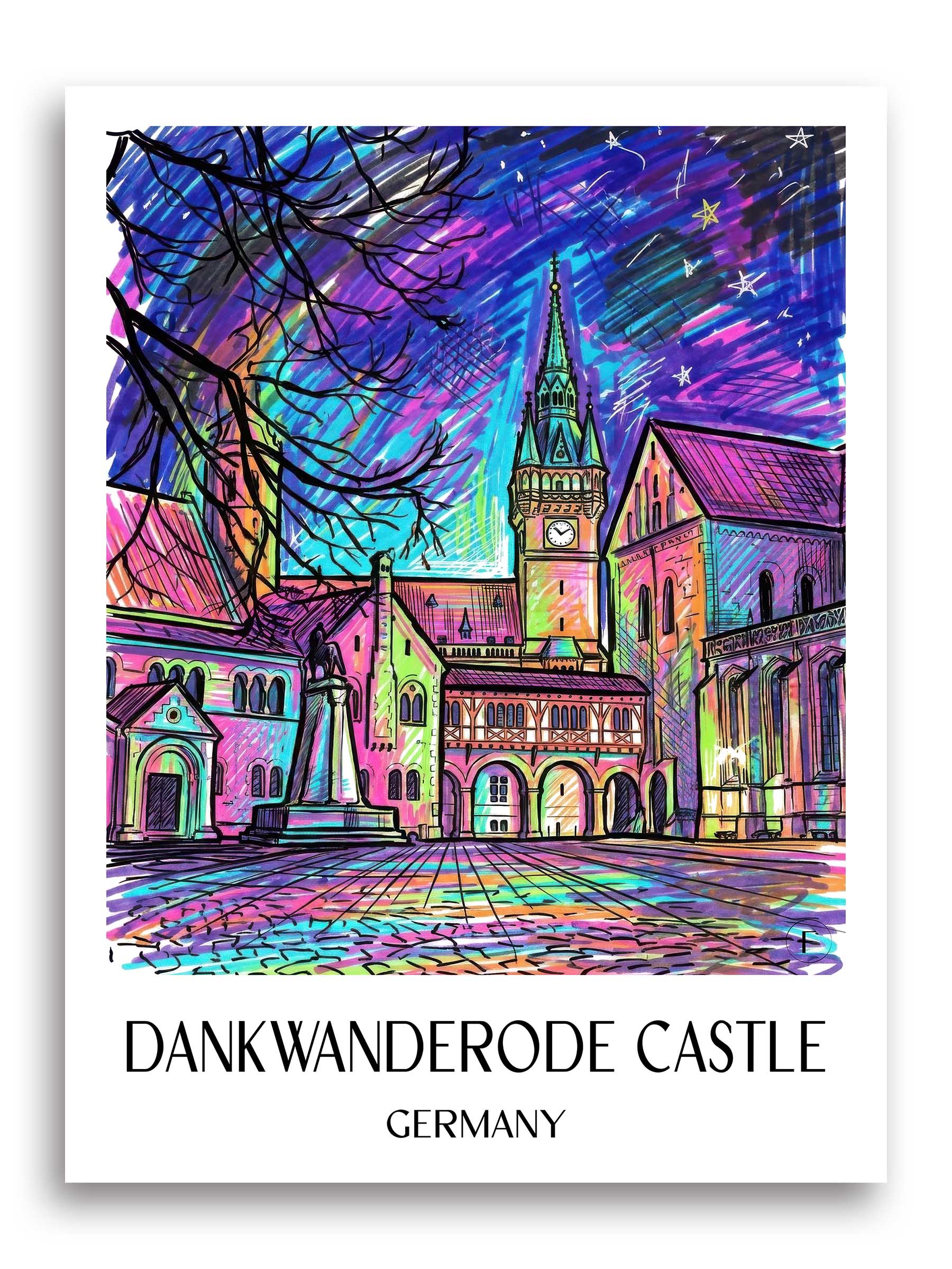 Burg Dankwanderode Poster - Niedersachsen - Deutschland Kunstdruck - Tag Graffiti von A4 bis A1
