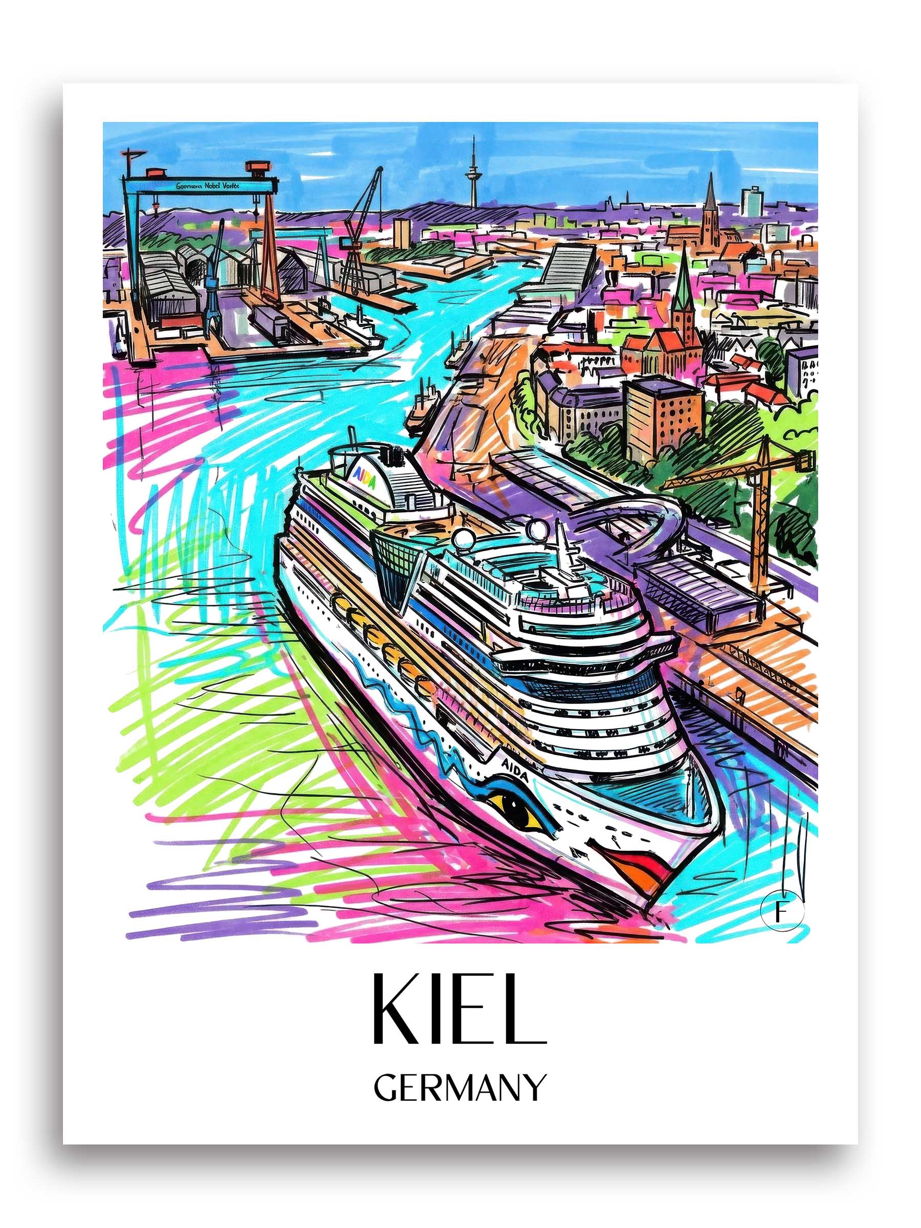 Kiel Poster - Schleswig-Holstein - Deutschland Kunstdruck - Tag Graffiti von A4 bis A1