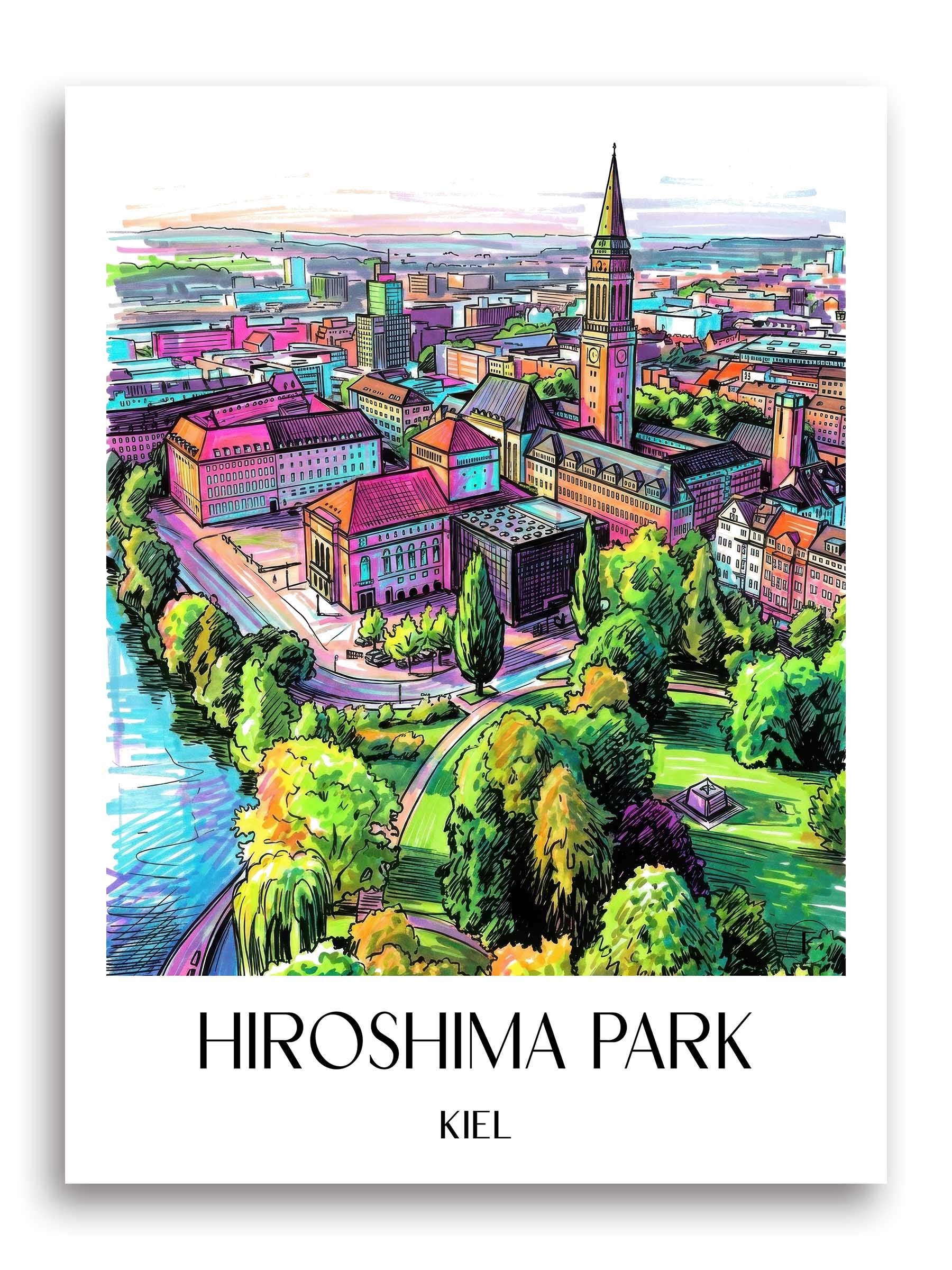 Hiroshimapark Poster - Kiel - Deutschland Kunstdruck - Tag Graffiti von A4 bis A1