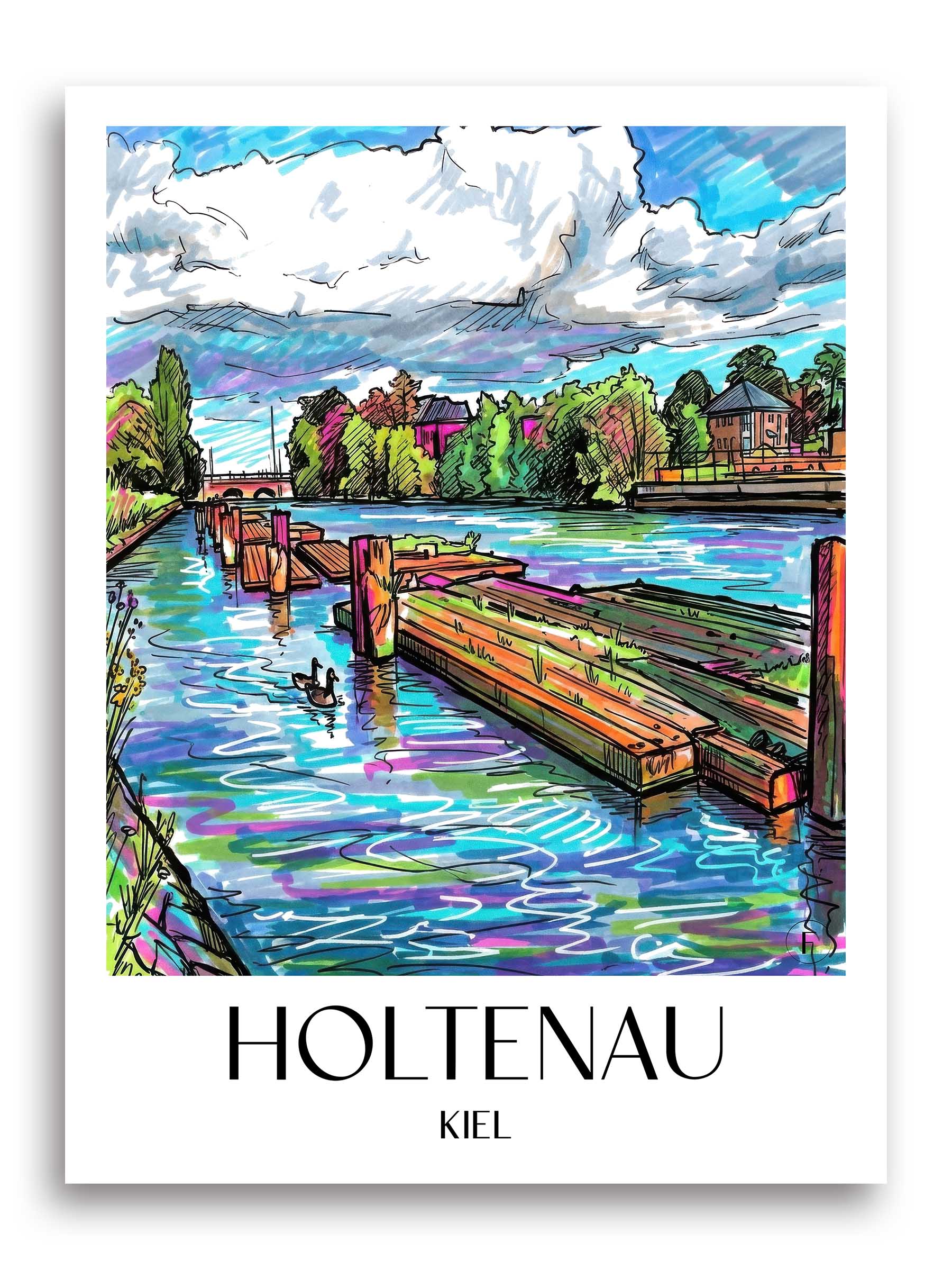 Holtenau Poster - Kiel - Deutschland Kunstdruck - Tag Graffiti von A4 bis A1