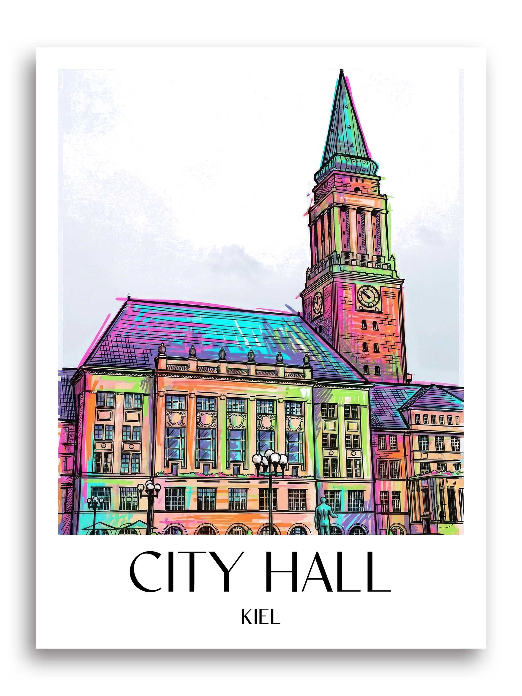 Rathaus Poster - Kiel - Deutschland Kunstdruck - Tag Graffiti von A4 bis A1