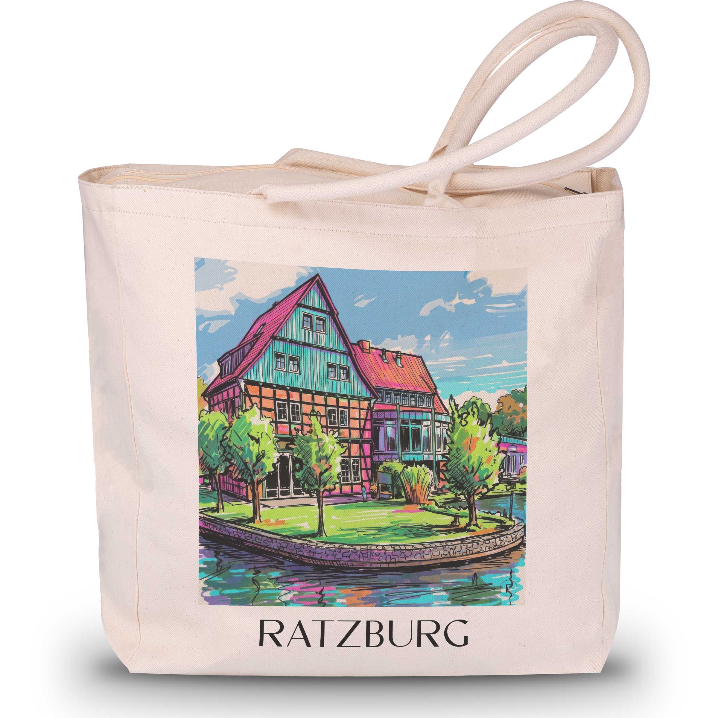 Ratzburg Shopping Tasche - Schleswig-Holstein - Deutschland Tote Bag - Einkaufstasche im Tag Graffiti Stil