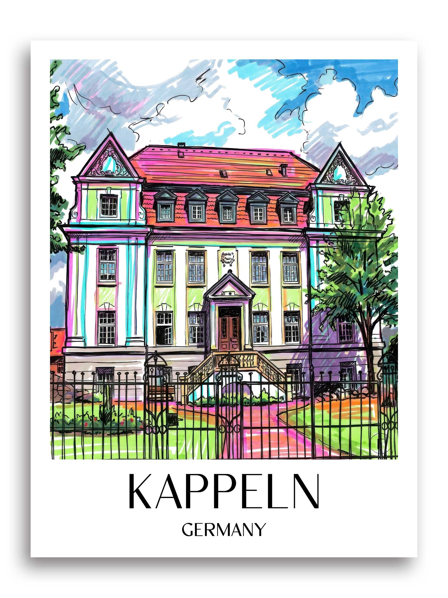 Kappeln Poster - Schleswig - Deutschland Kunstdruck - Tag Graffiti von A4 bis A1
