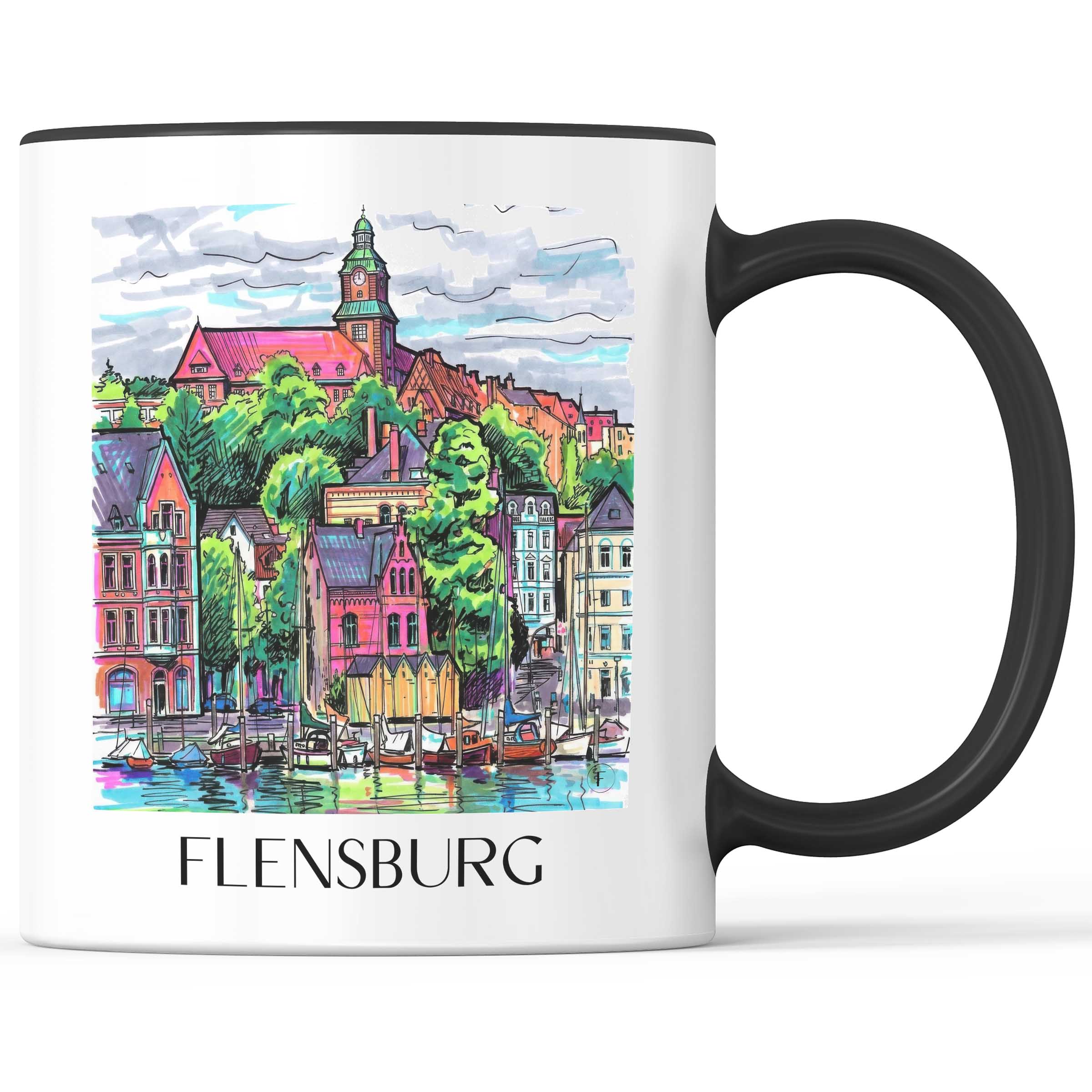 Flensburg Kaffeebecher - Schleswig - Deutschland Becher - Kaffeetasse im Tag Graffiti Stil