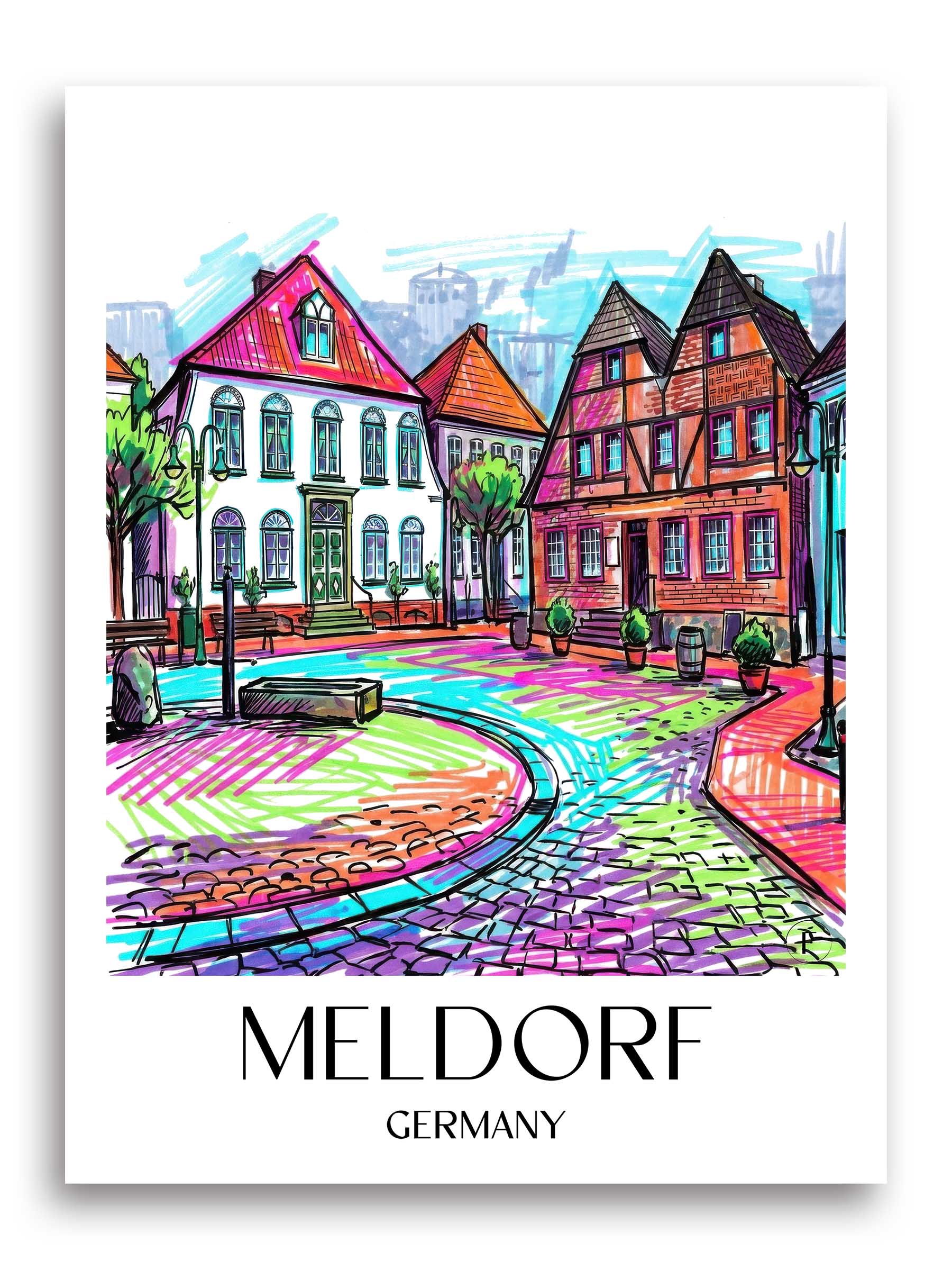 Meldorf Poster - Schleswig-Holstein - Deutschland Kunstdruck - Tag Graffiti von A4 bis A1