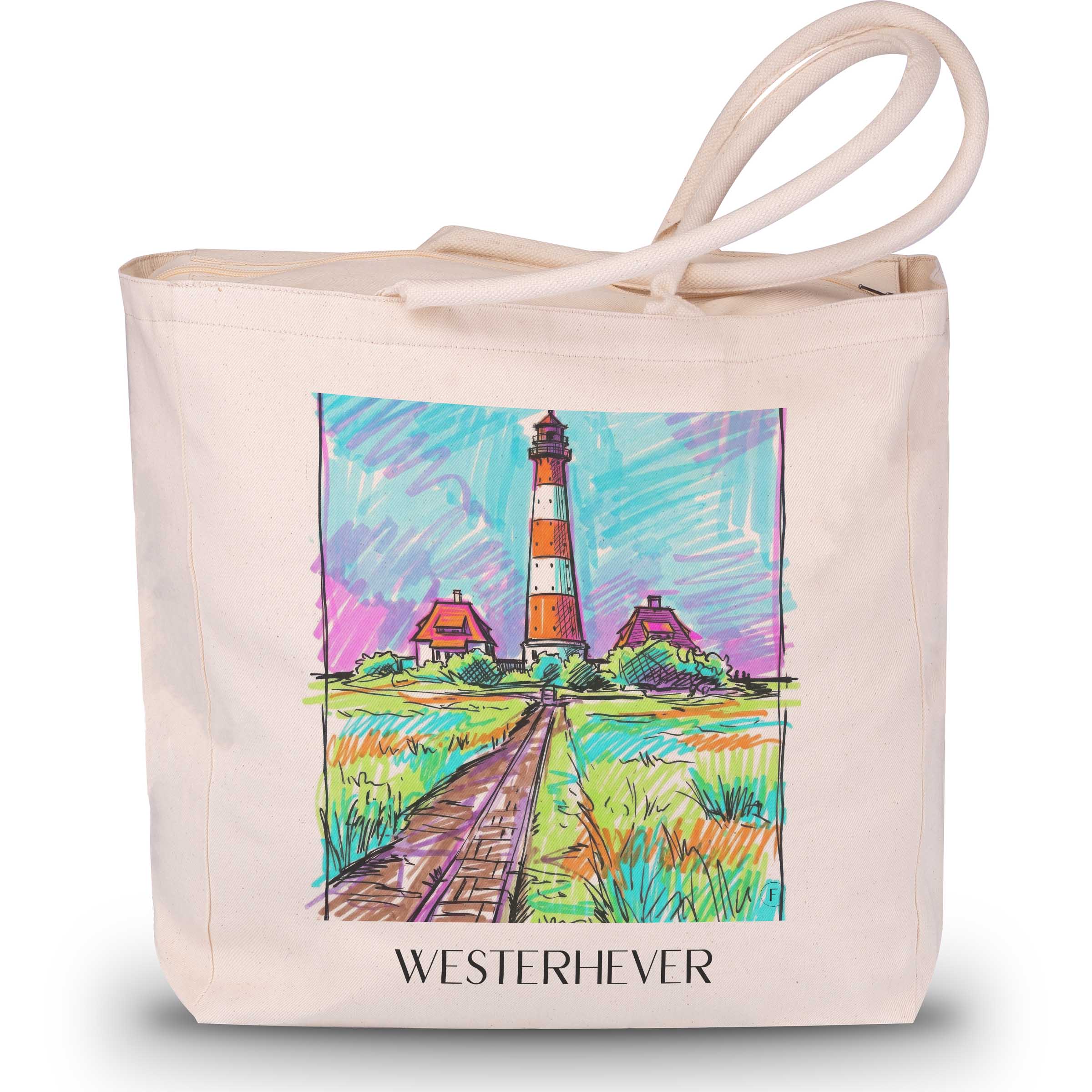 Westerhever Shopping Tasche - Schleswig - Deutschland Tote Bag - Einkaufstasche im Tag Graffiti Stil