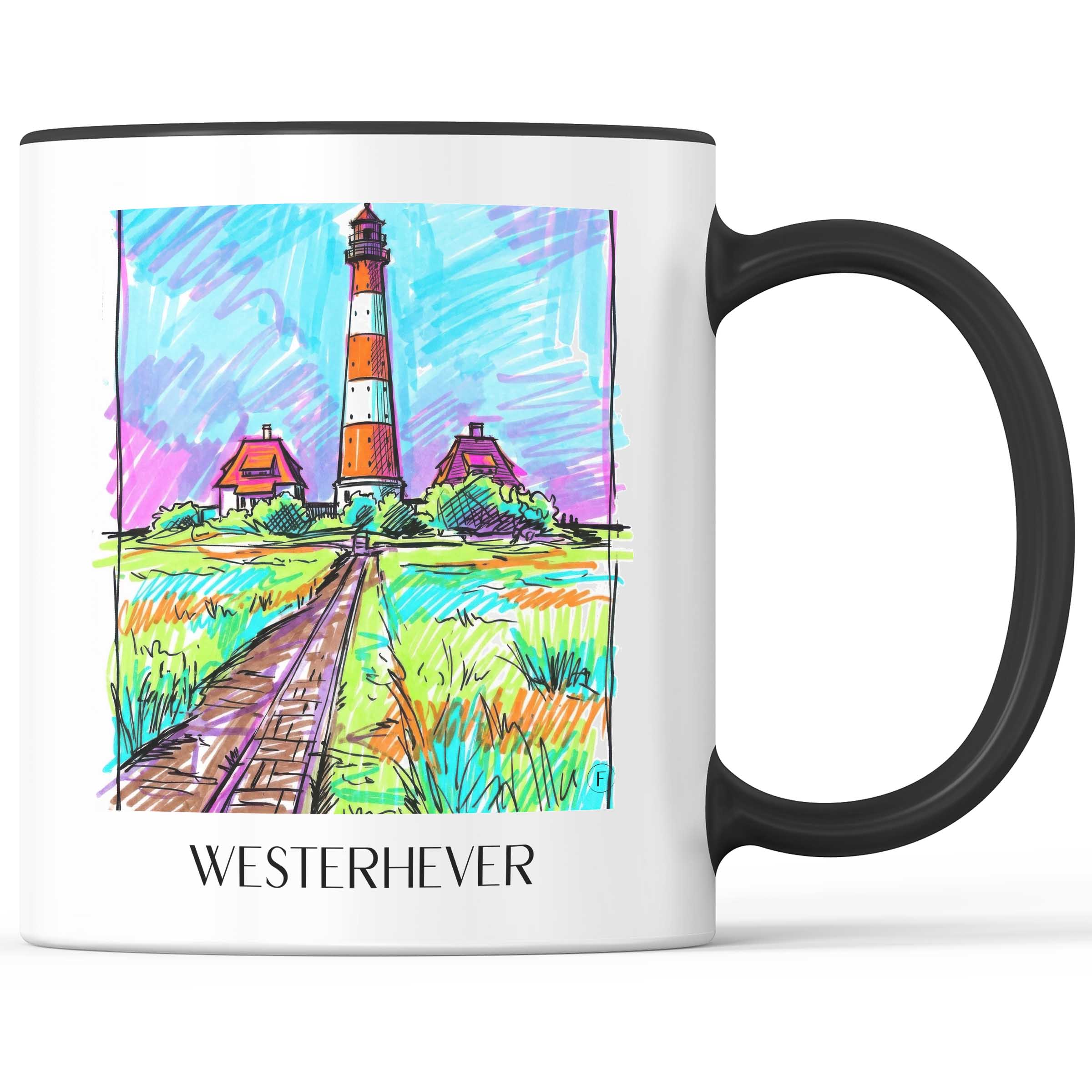 Westerhever Kaffeebecher - Schleswig - Deutschland Becher - Kaffeetasse im Tag Graffiti Stil
