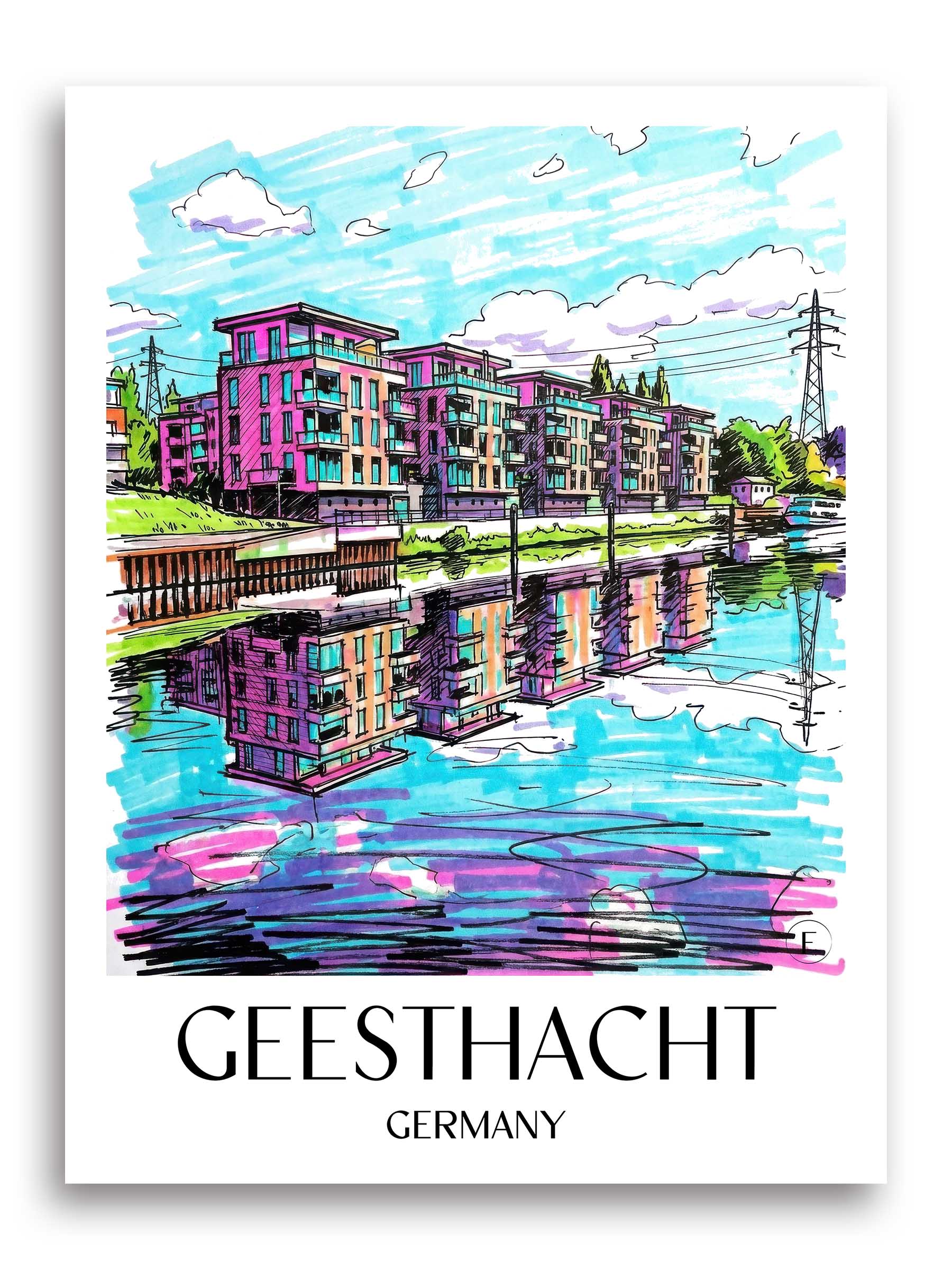 Geesthacht Poster - Schleswig-Holstein - Deutschland Kunstdruck - Tag Graffiti von A4 bis A1