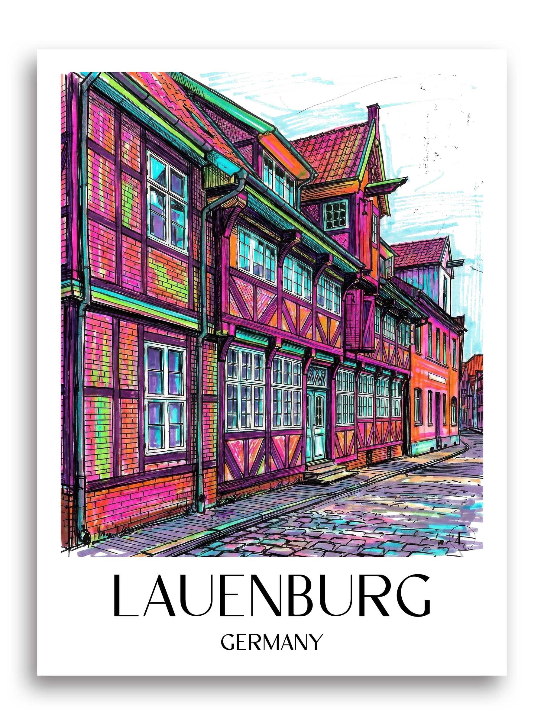 Lauenburg Poster - Schleswig-Holstein - Deutschland Kunstdruck - Tag Graffiti von A4 bis A1