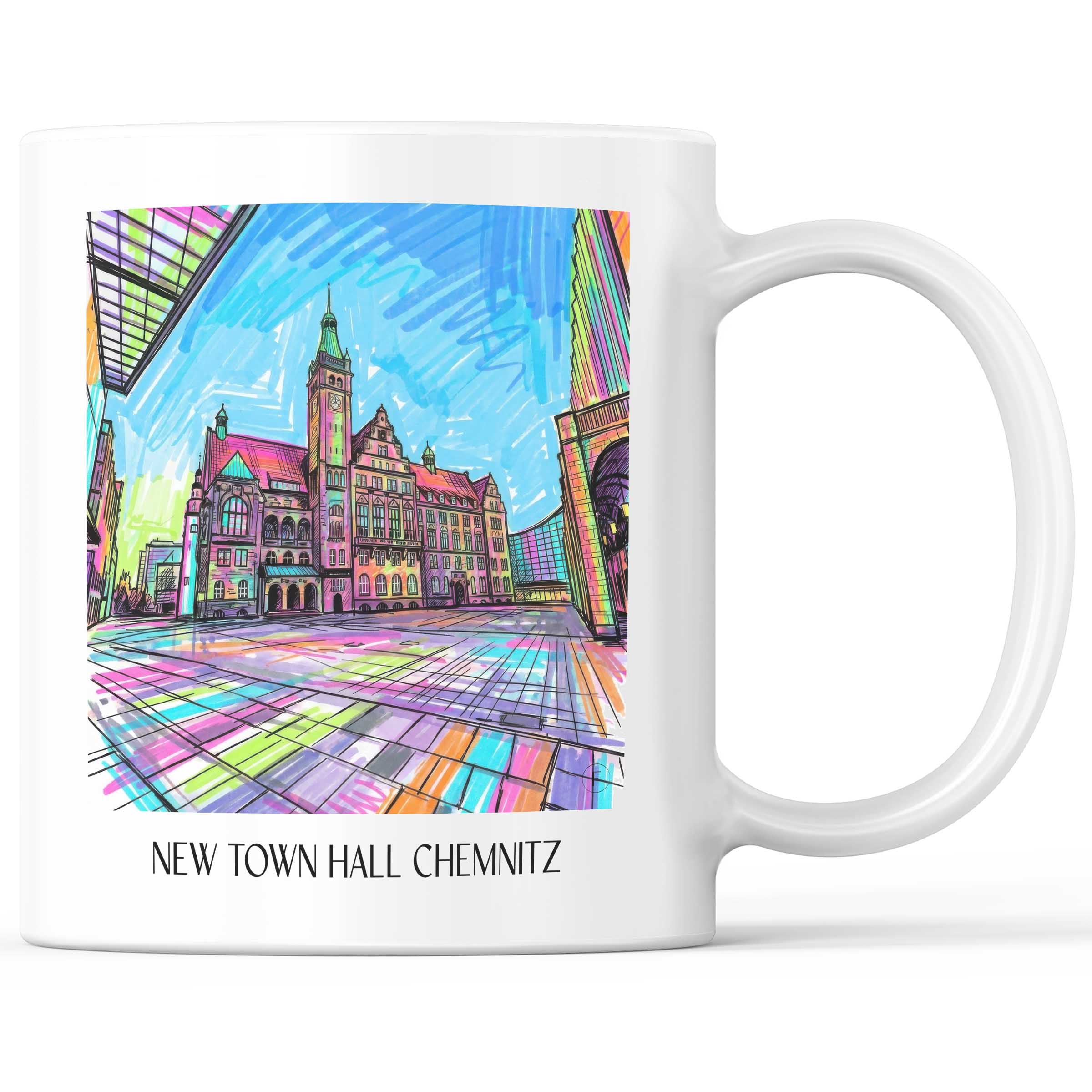 Neues Rathaus Kaffeebecher - Chemnitz - Deutschland Becher - Kaffeetasse im Tag Graffiti Stil