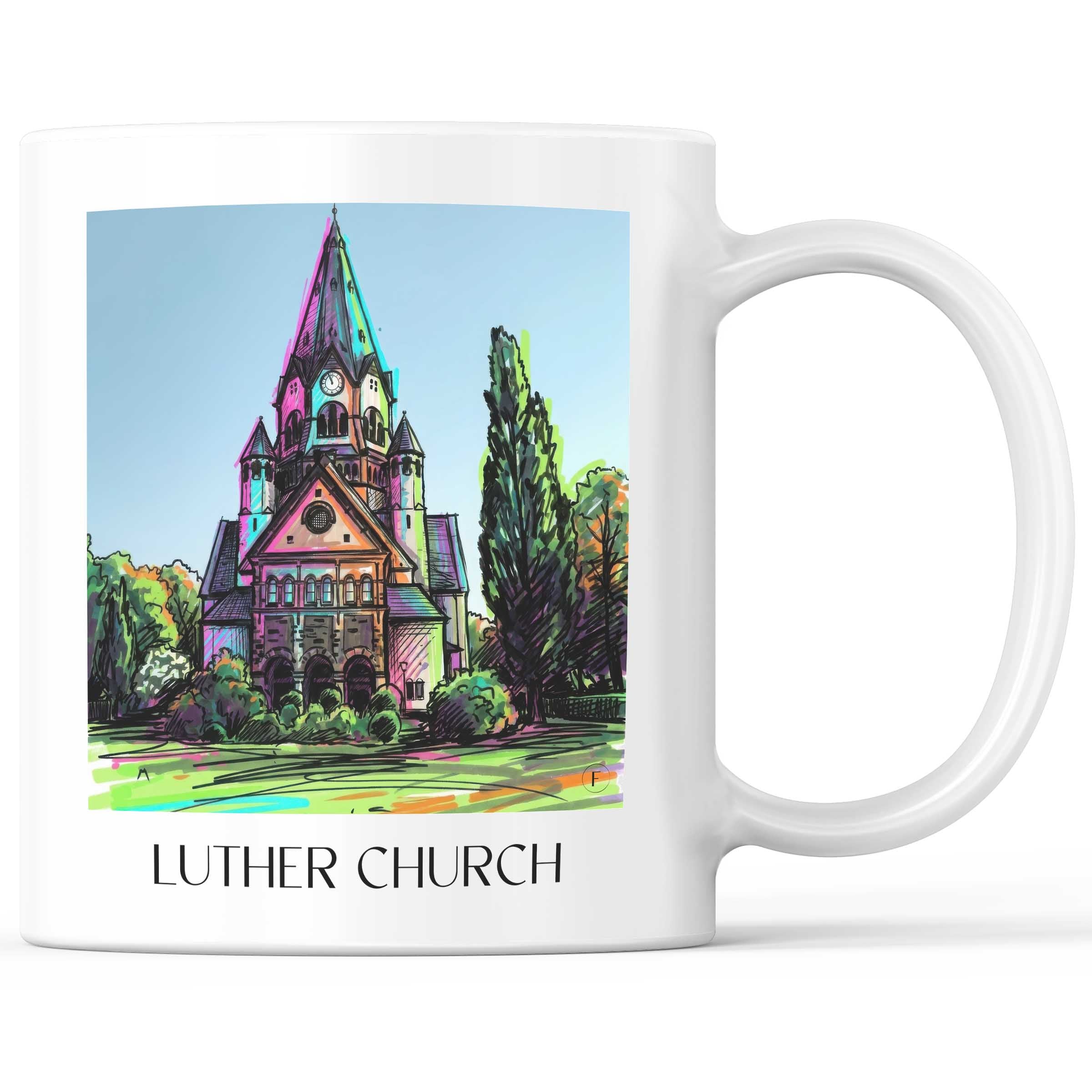 Lutherkirche Kaffeebecher - Chemnitz - Deutschland Becher - Kaffeetasse im Tag Graffiti Stil