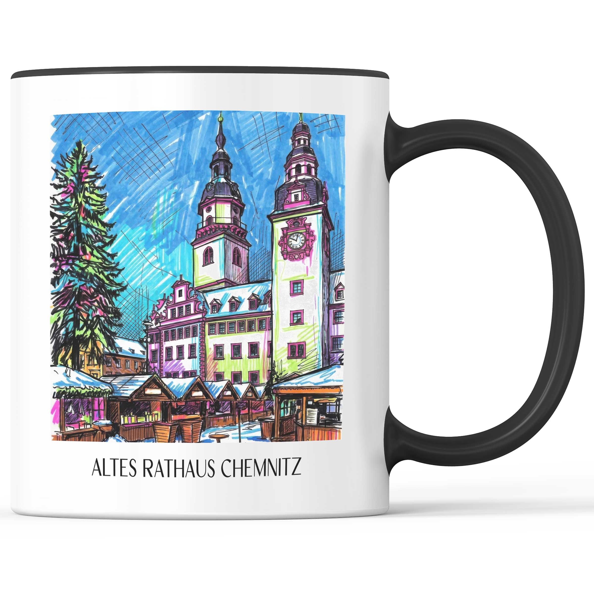 altes-rathaus-chemnitz-deutschland-kaffeebecher-graffiti