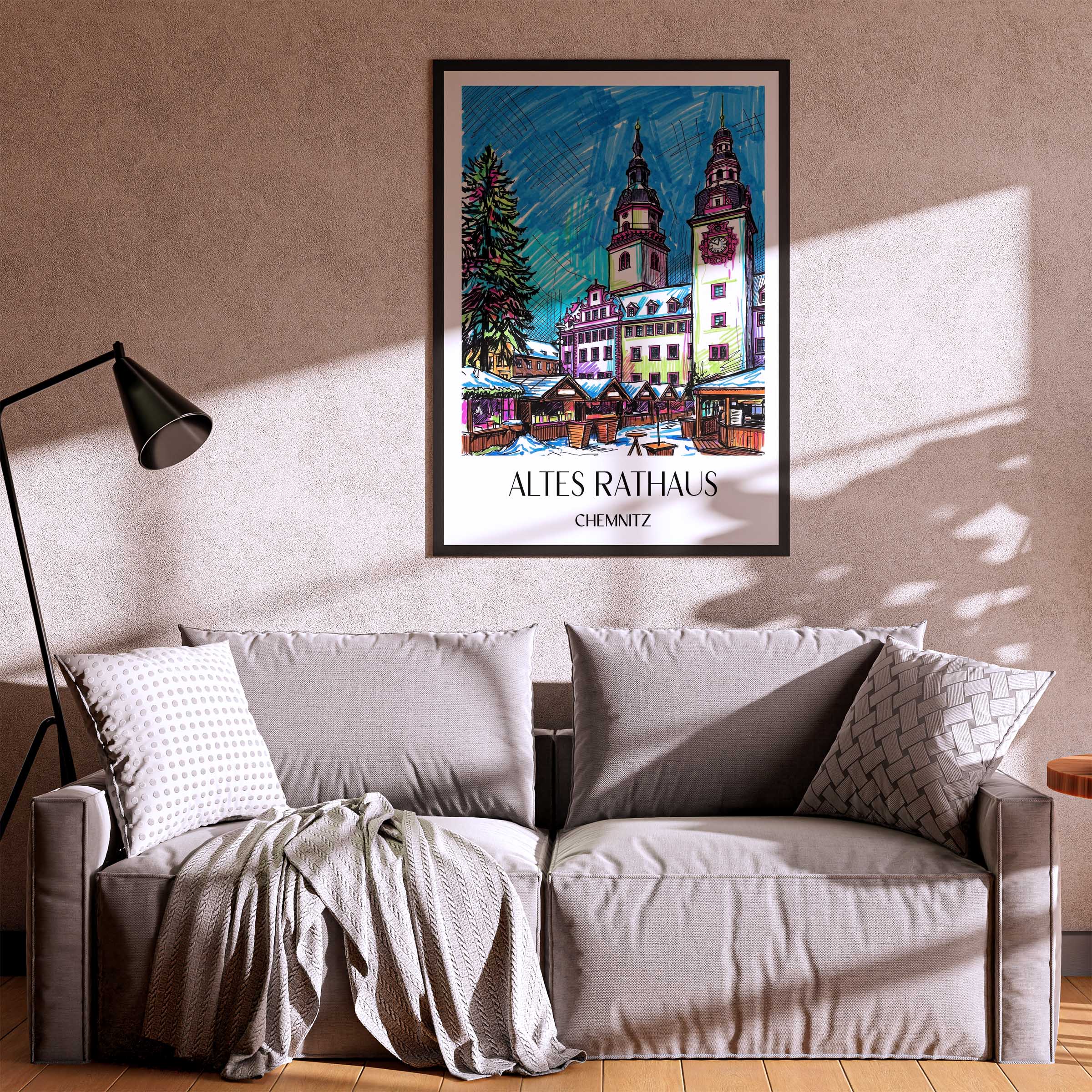 altes-rathaus-chemnitz-deutschland-poster-graffiti
