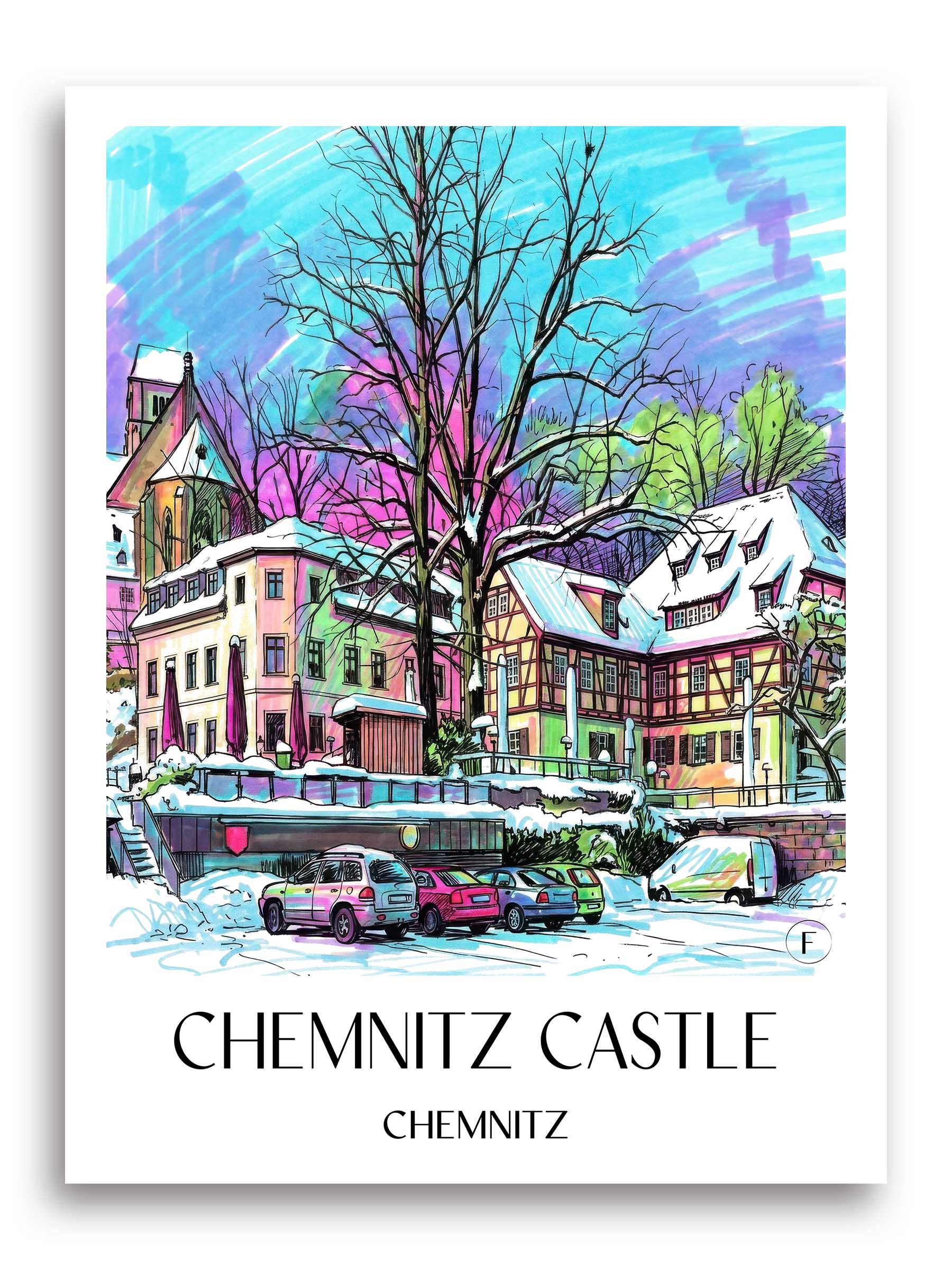 Schloßchemnitz Poster - Chemnitz - Deutschland Kunstdruck - Tag Graffiti von A4 bis A1
