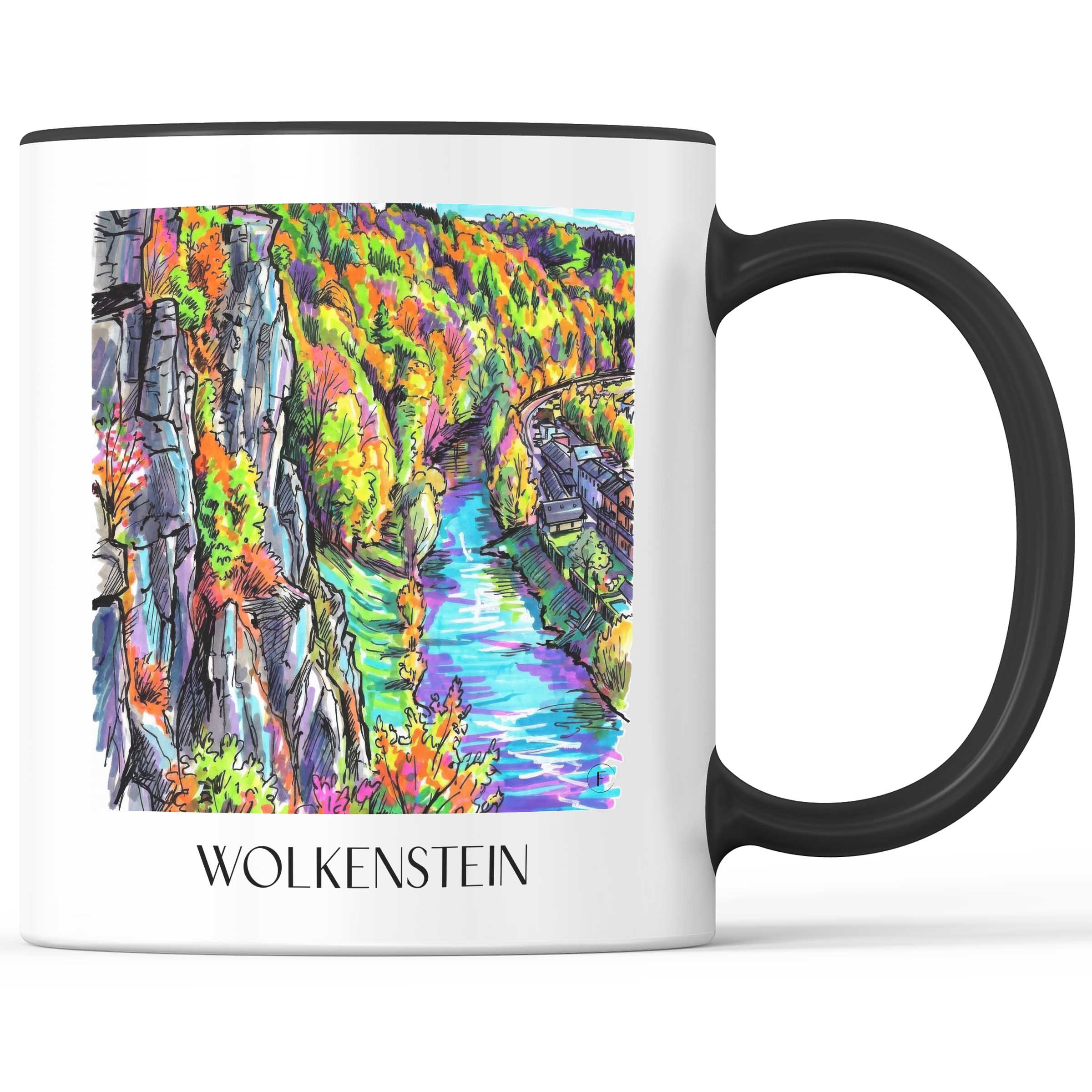 Wolkenstein Kaffeebecher - Erzgebirge - Deutschland Becher - Kaffeetasse im Tag Graffiti Stil