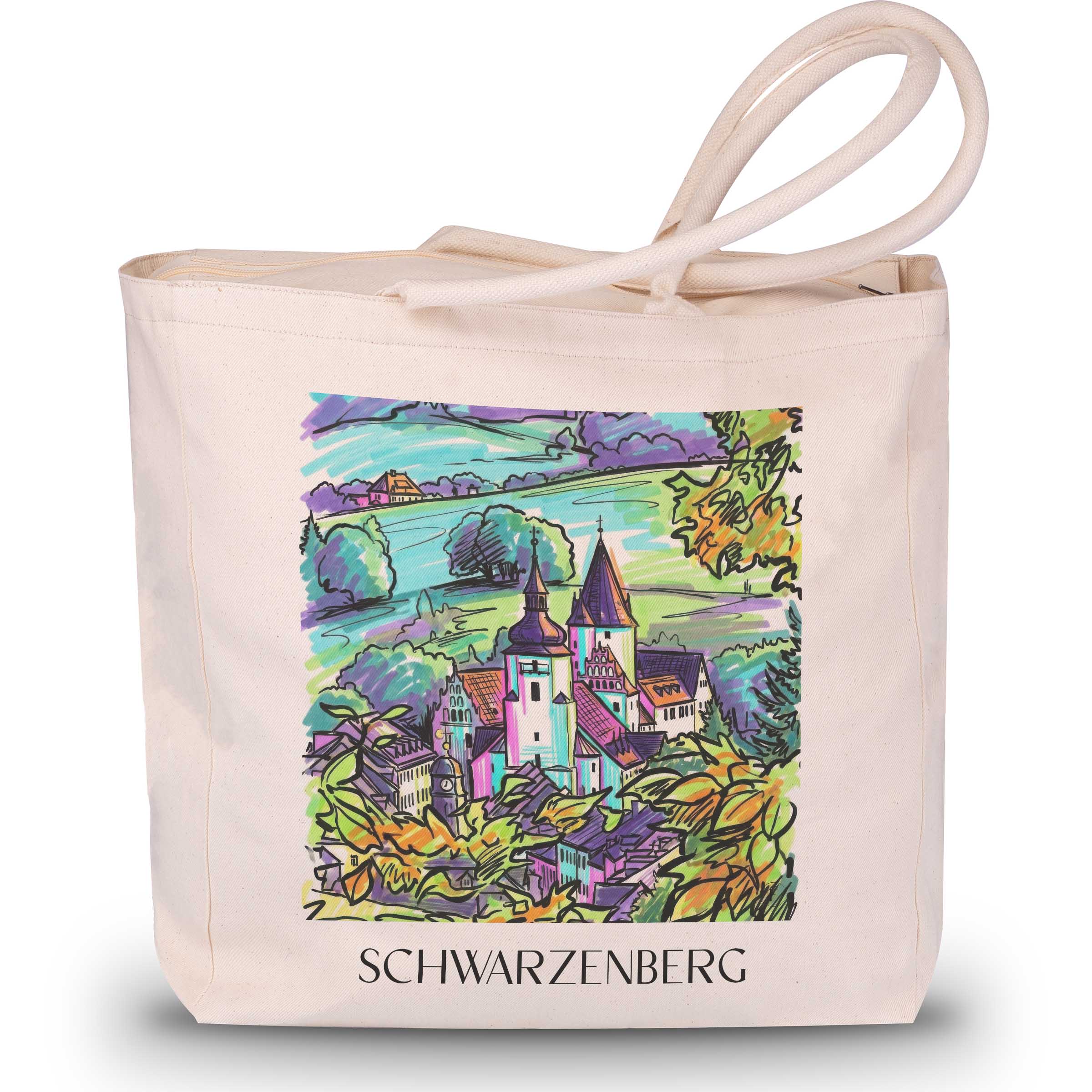 Schwarzenberg Shopping Tasche - Erzgebirge - Deutschland Tote Bag - Einkaufstasche im Tag Graffiti Stil