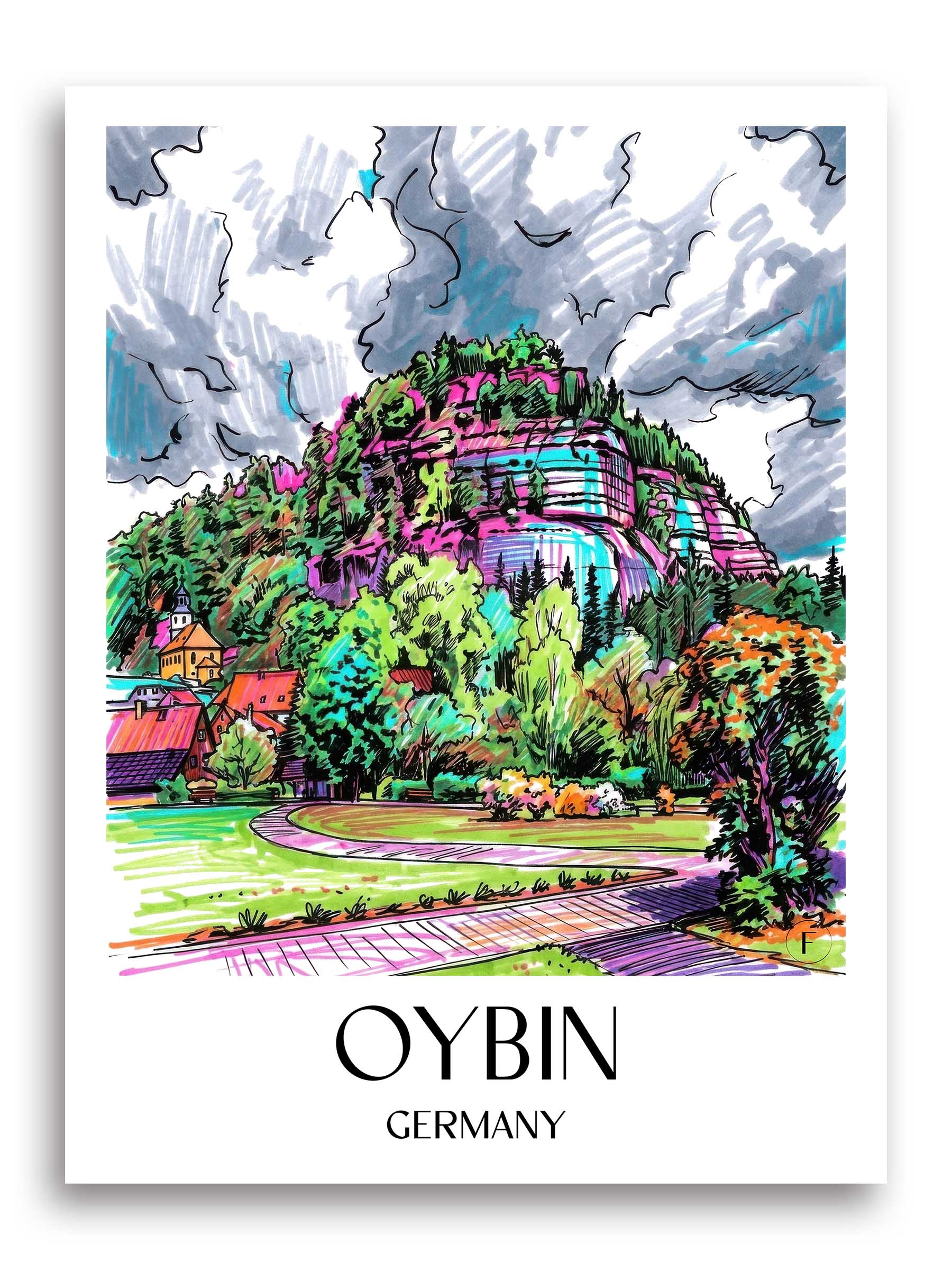 Oybin Poster - Sachsen - Deutschland Kunstdruck - Tag Graffiti von A4 bis A1