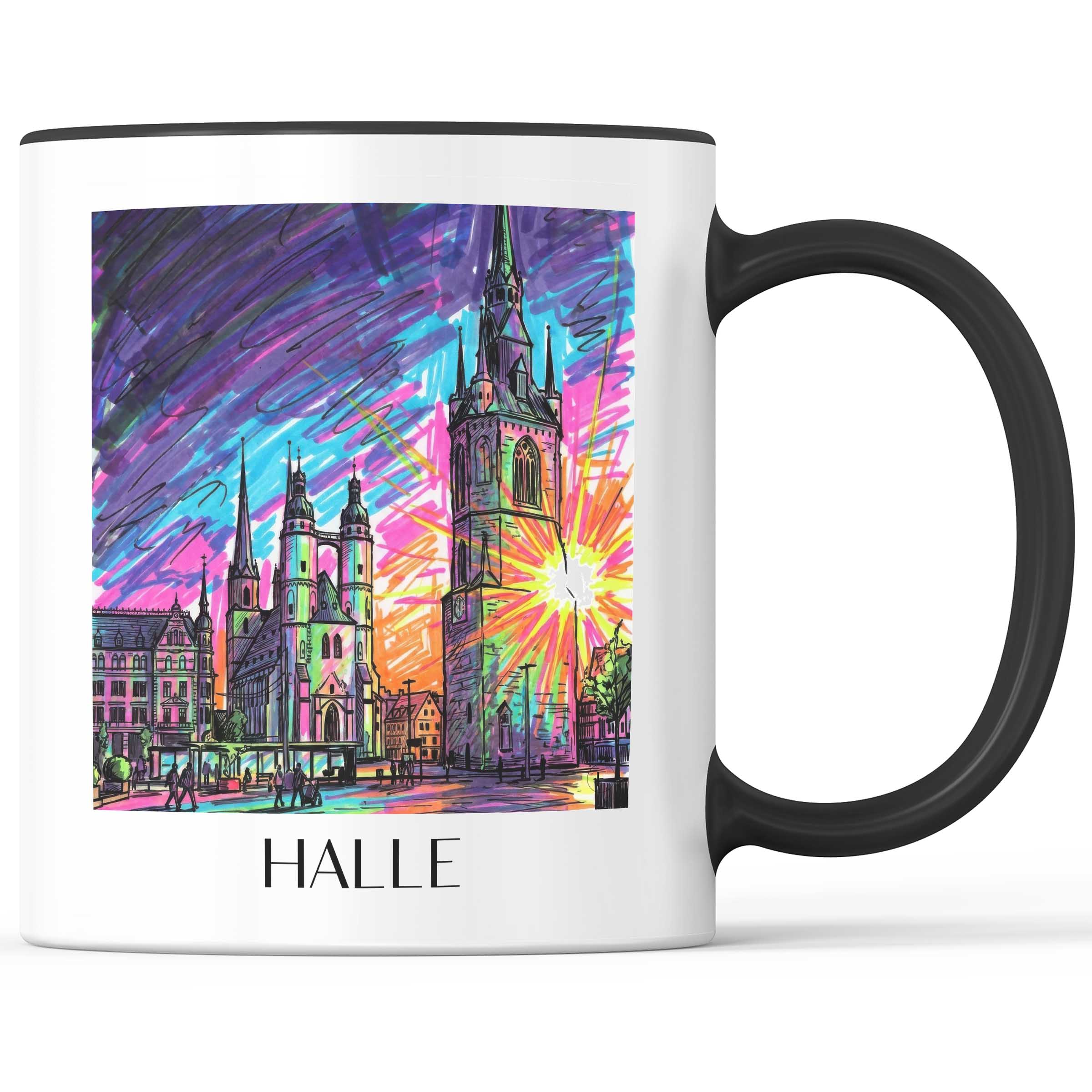 Halle Kaffeebecher - Sachsen-Anhalt - Deutschland Becher - Kaffeetasse im Tag Graffiti Stil