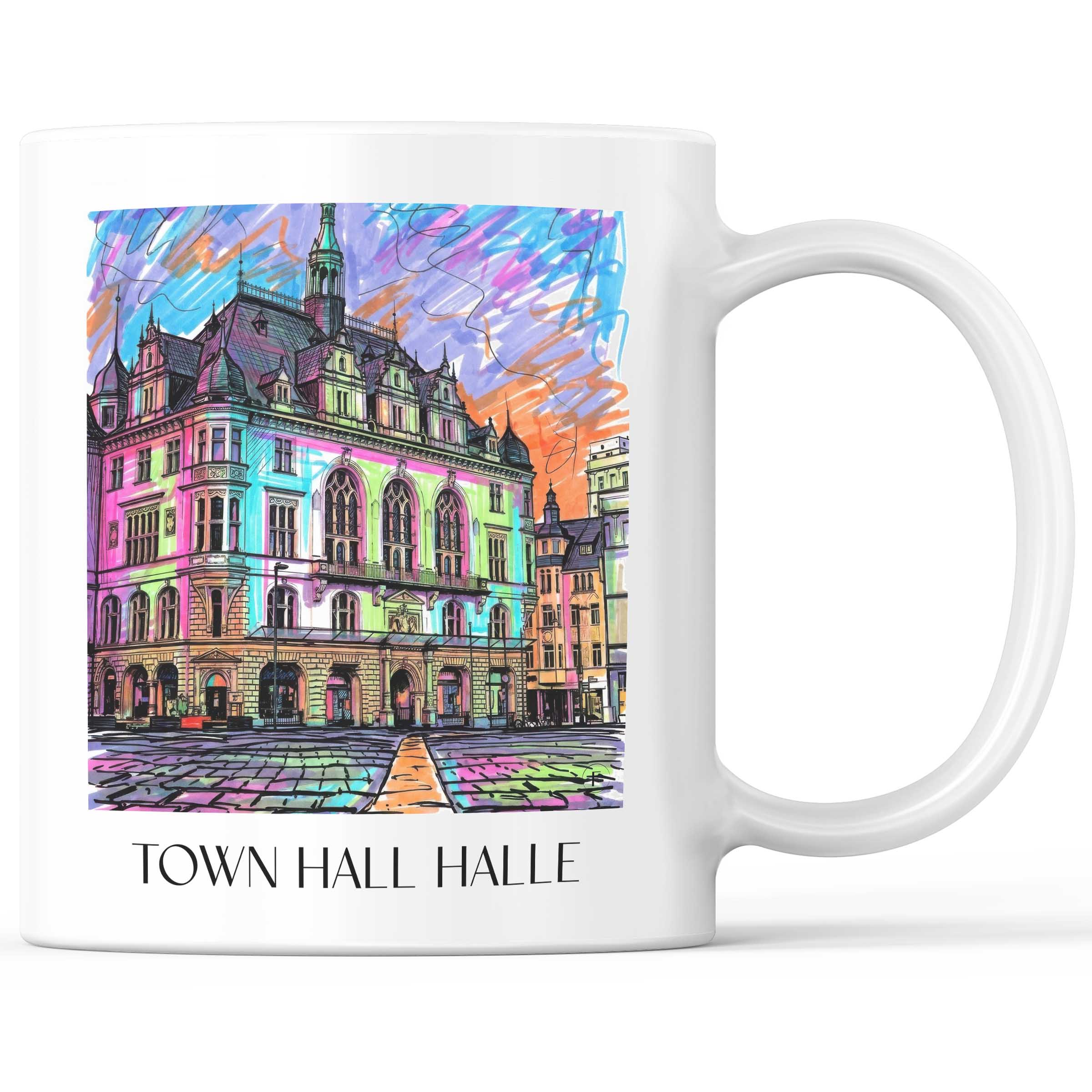 Stadthaus Kaffeebecher - Halle - Deutschland Becher - Kaffeetasse im Tag Graffiti Stil