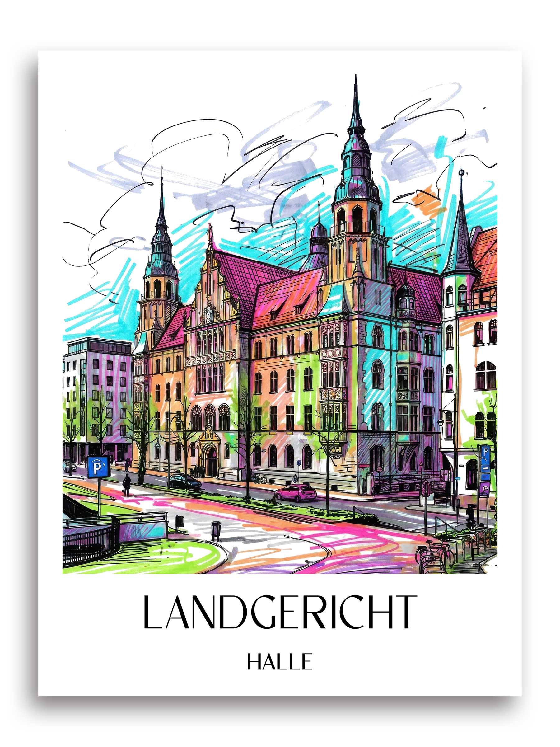 landgericht-halle-deutschland-poster-graffiti