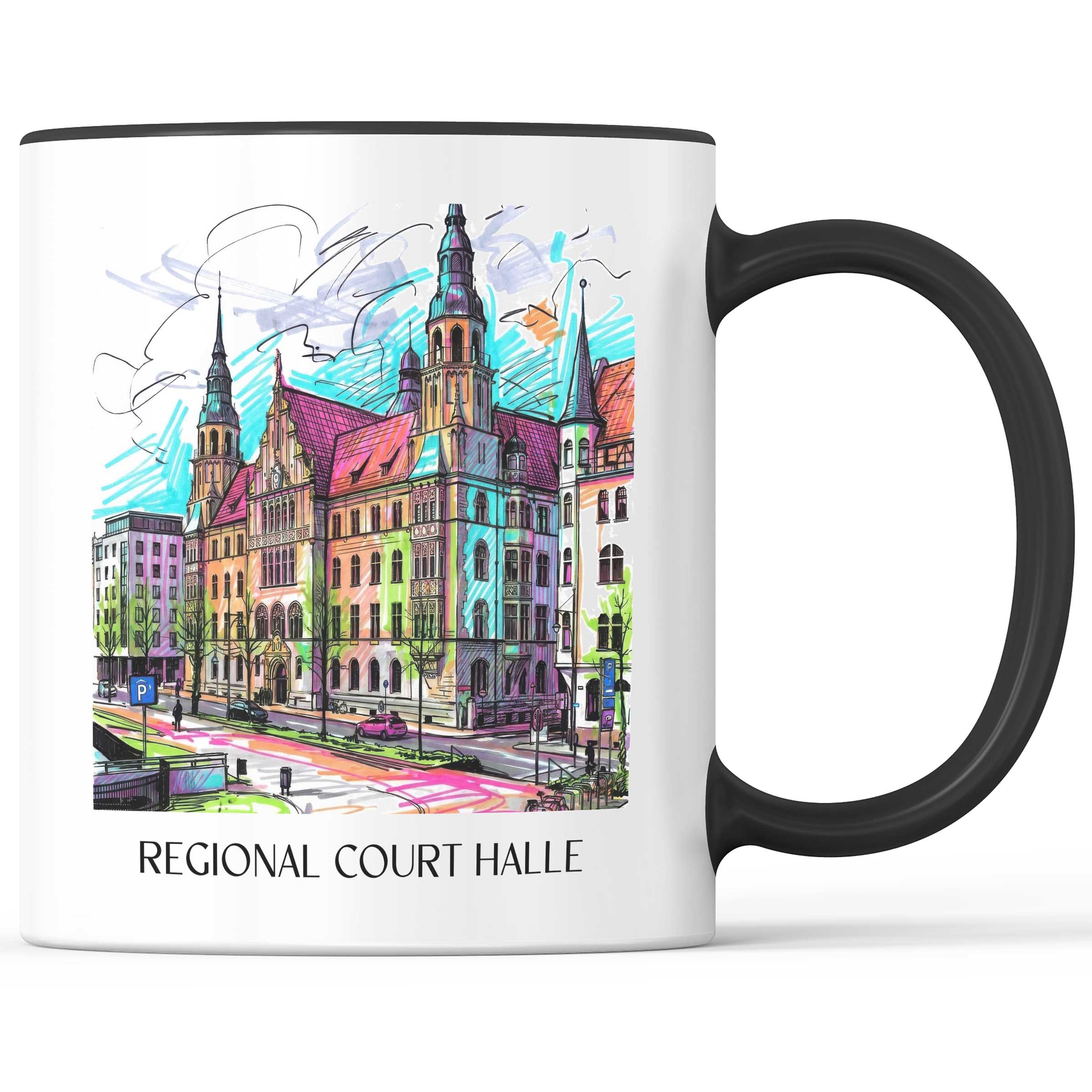 Landgericht Kaffeebecher - Halle - Deutschland Becher - Kaffeetasse im Tag Graffiti Stil