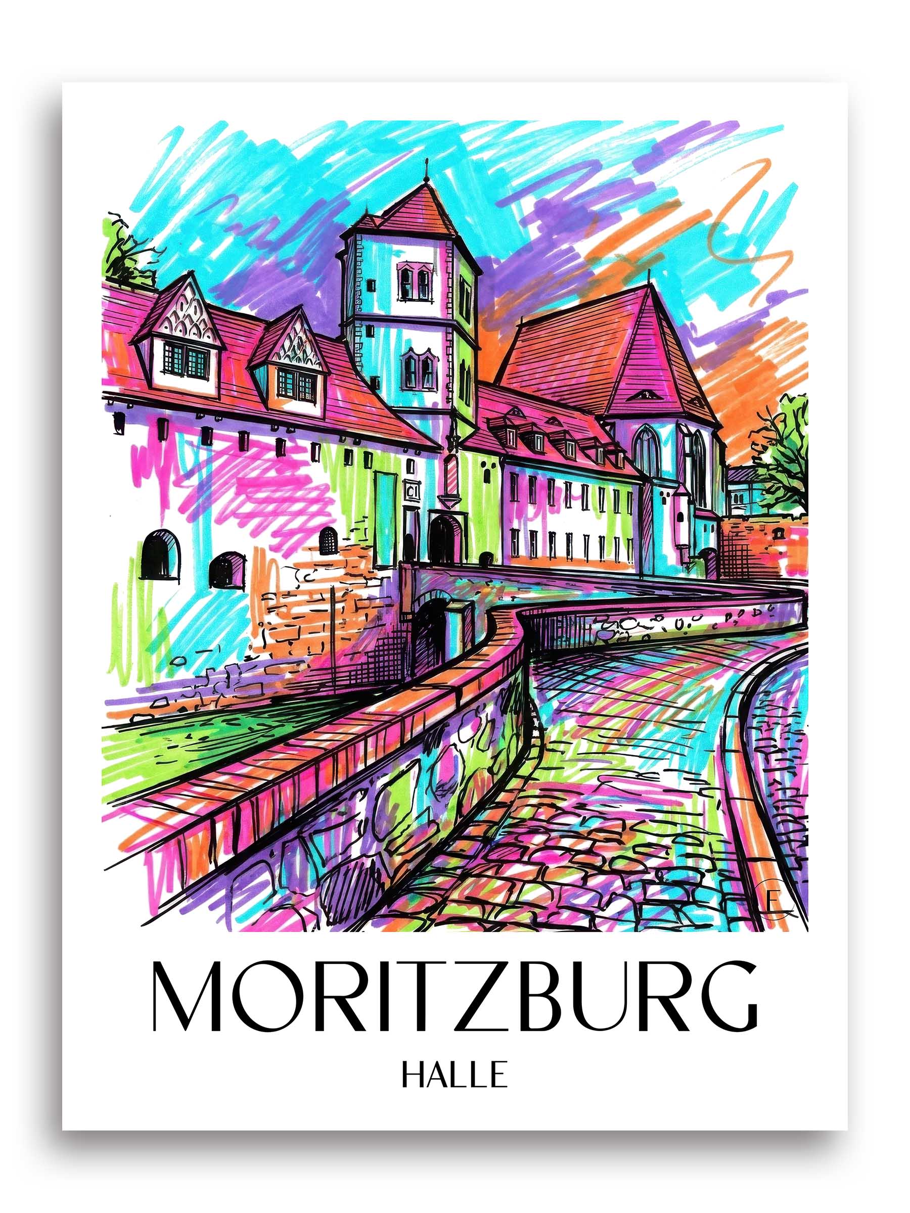 Moritzburg Poster - Halle - Deutschland Kunstdruck - Tag Graffiti von A4 bis A1