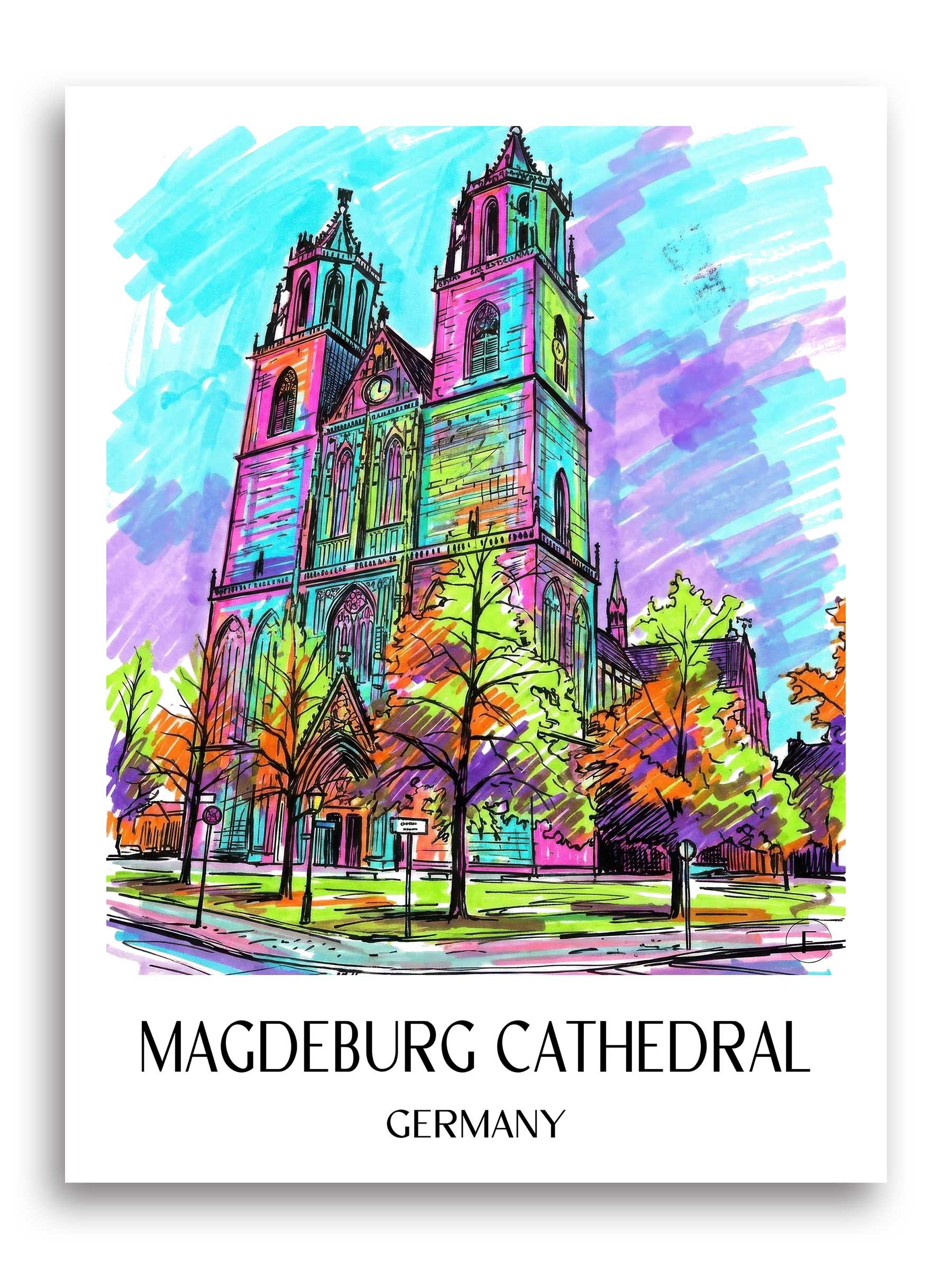 Dom zu Magdeburg Poster - Sachsen-Anhalt - Deutschland Kunstdruck - Tag Graffiti von A4 bis A1