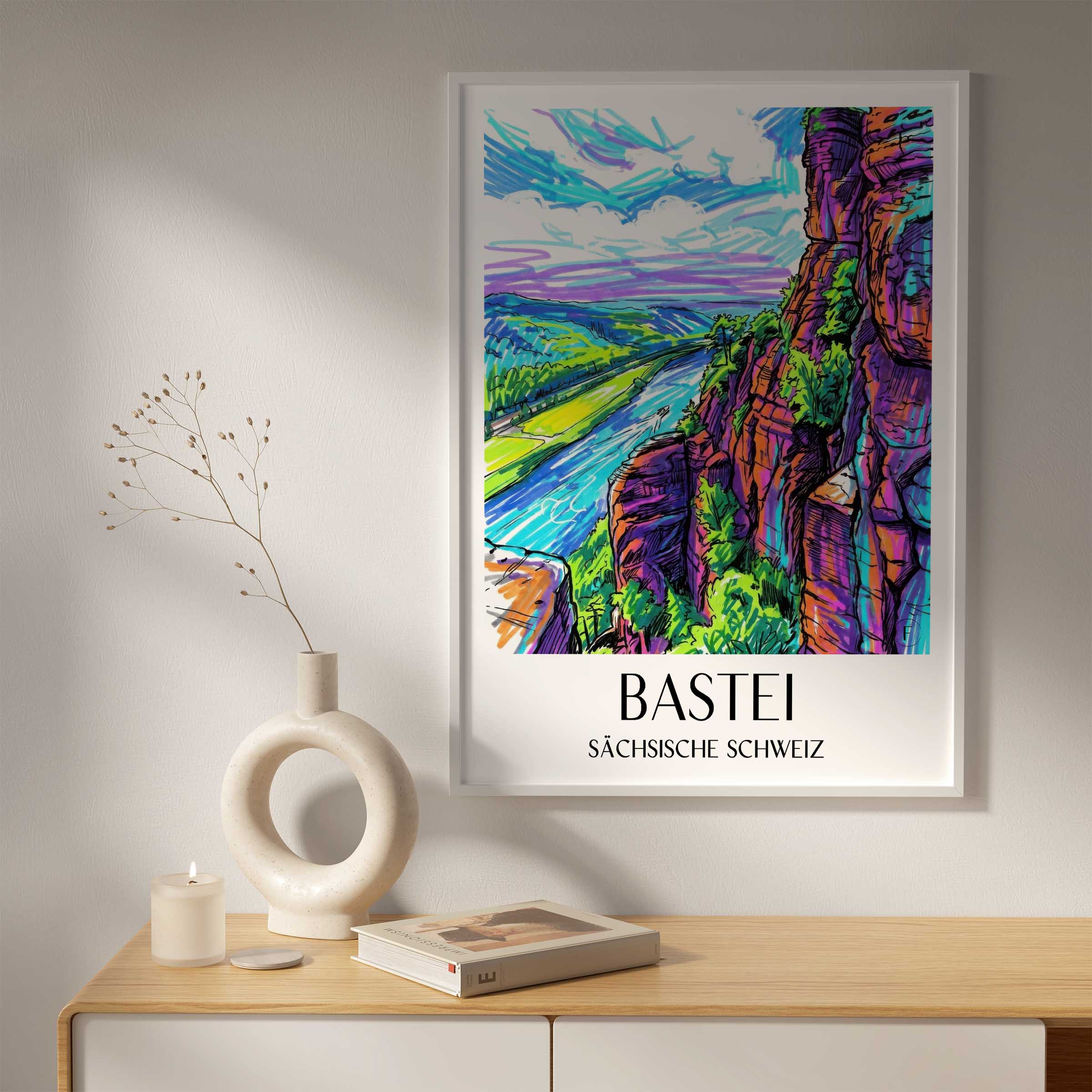 bastei-sächsische-schweiz-deutschland-poster-graffiti