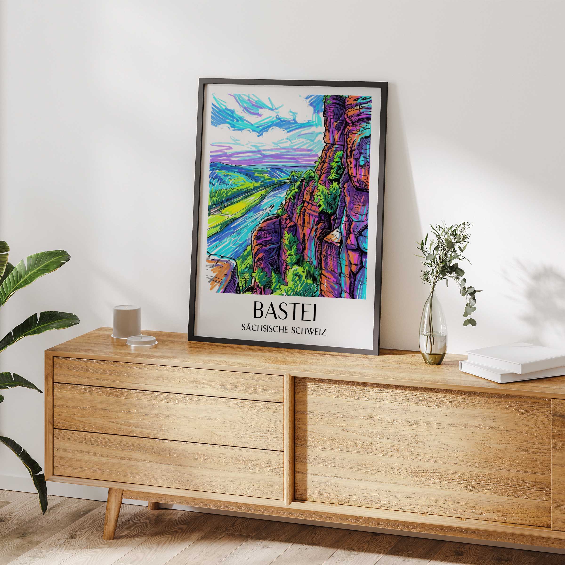 bastei-sächsische-schweiz-deutschland-poster-graffiti