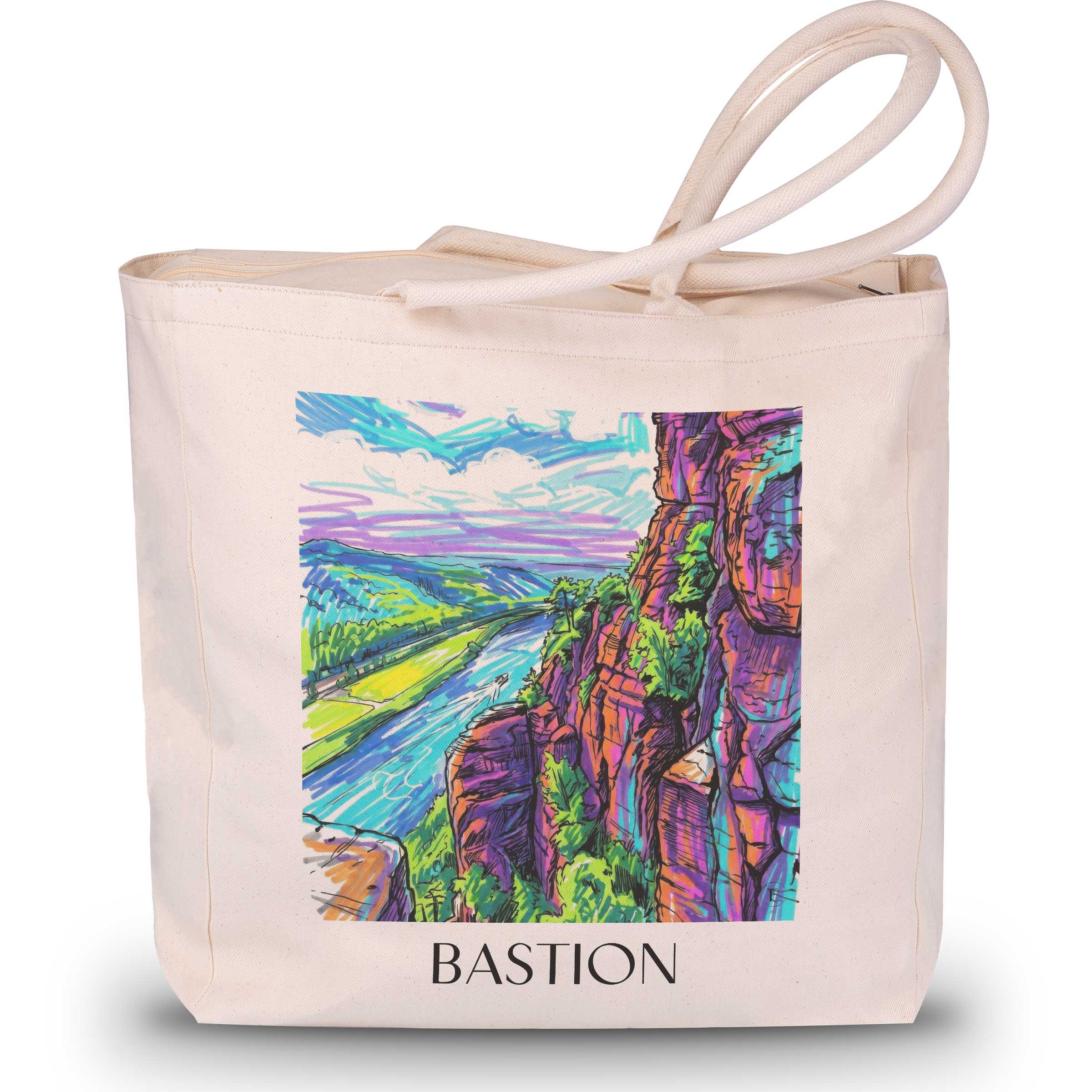 Bastei Shopping Tasche - Sächsische Schweiz - Deutschland Tote Bag - Einkaufstasche im Tag Graffiti Stil