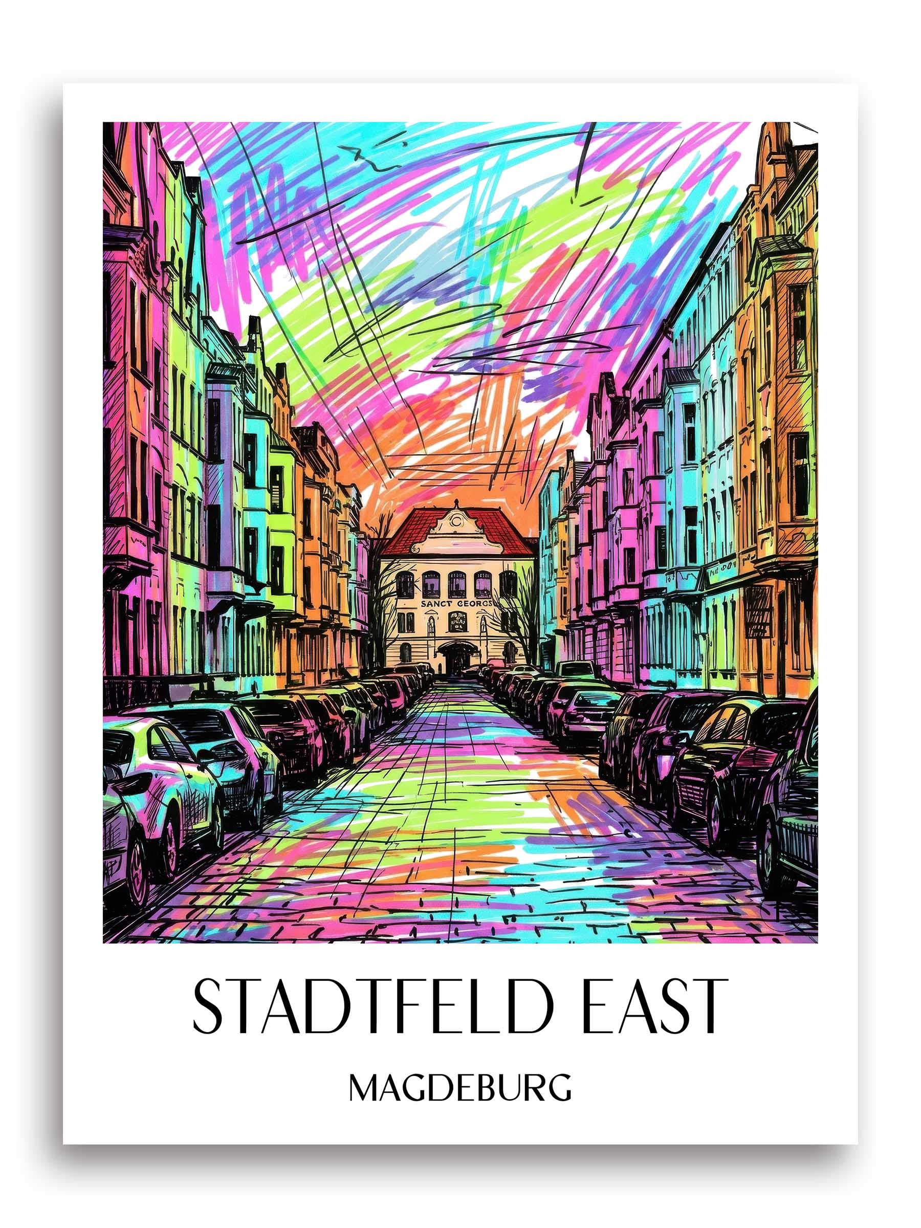 Stadtfeld Ost Poster - Magdeburg - Deutschland Kunstdruck - Tag Graffiti von A4 bis A1