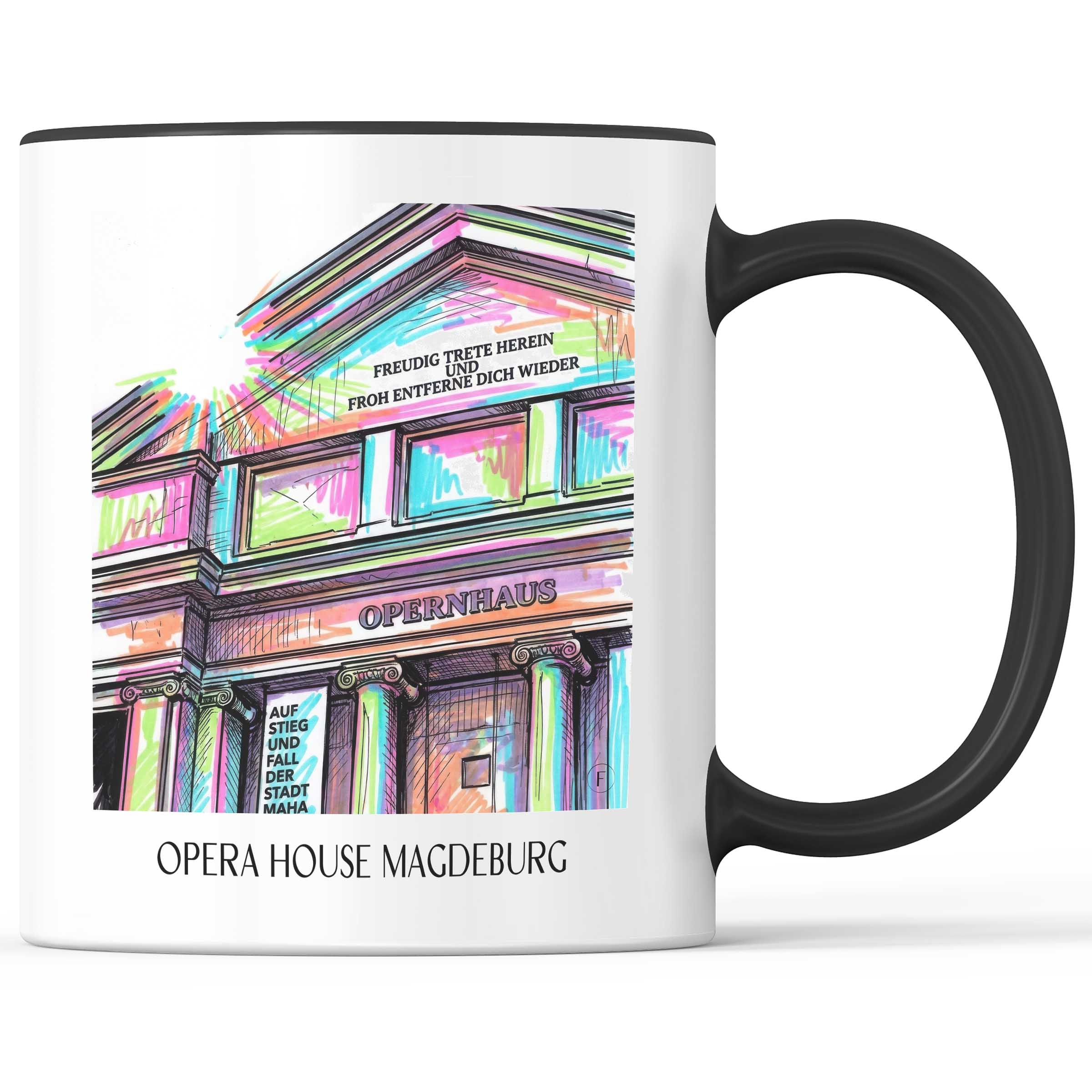 Opernhaus Kaffeebecher - Magdeburg - Deutschland Becher - Kaffeetasse im Tag Graffiti Stil