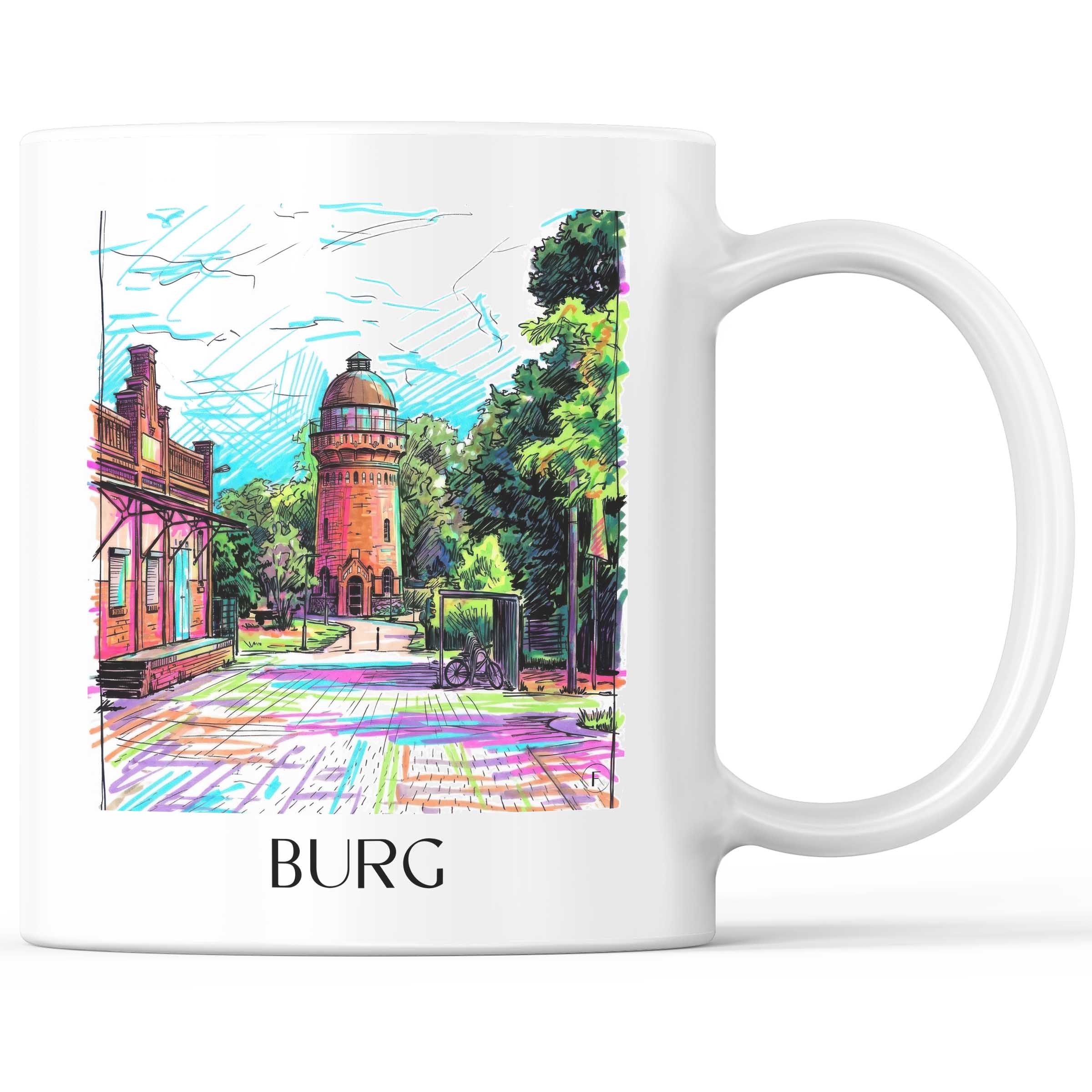 Burg Kaffeebecher - Magdeburg - Deutschland Becher - Kaffeetasse im Tag Graffiti Stil