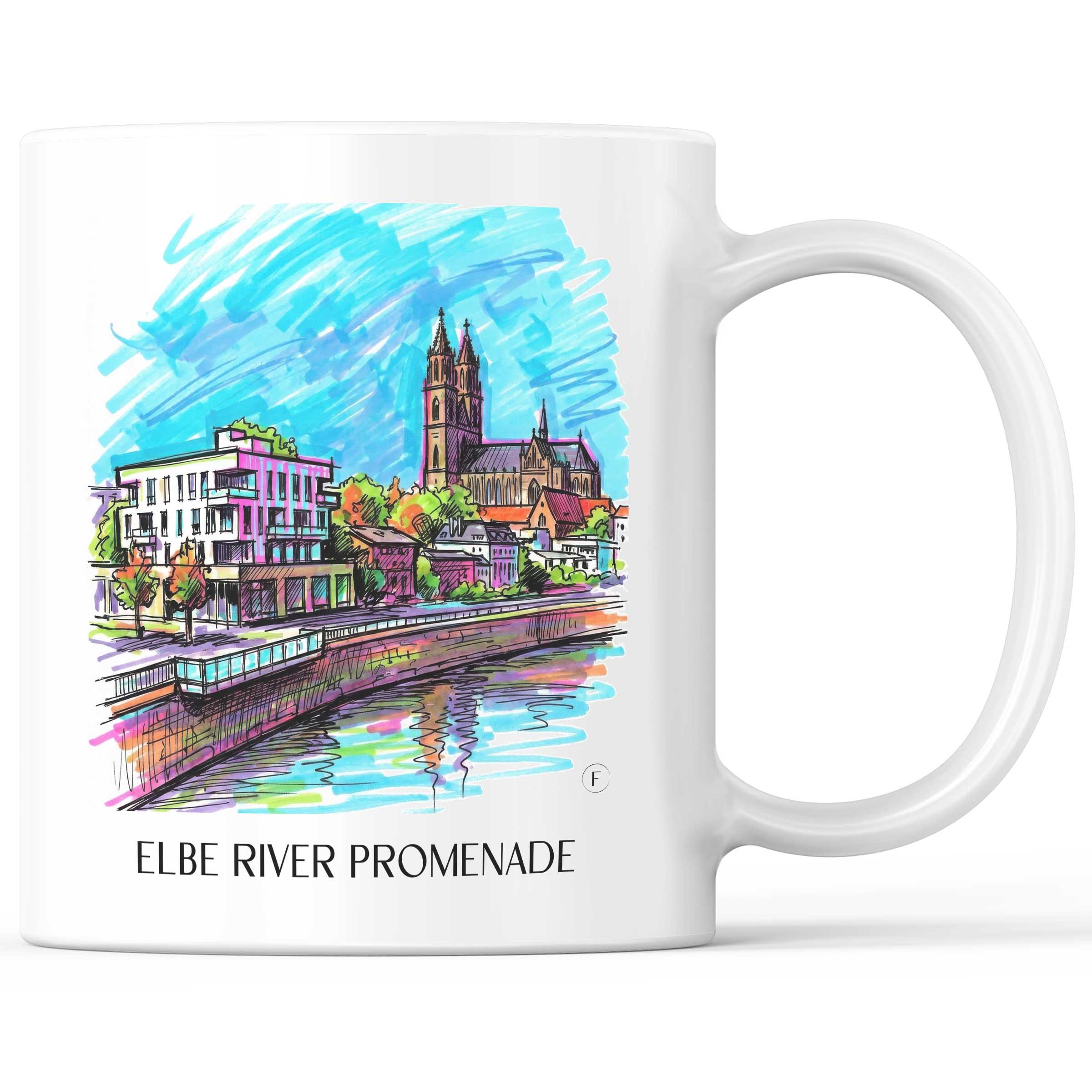 Elbuferpromenade Kaffeebecher - Magdeburg - Deutschland Becher - Kaffeetasse im Tag Graffiti Stil