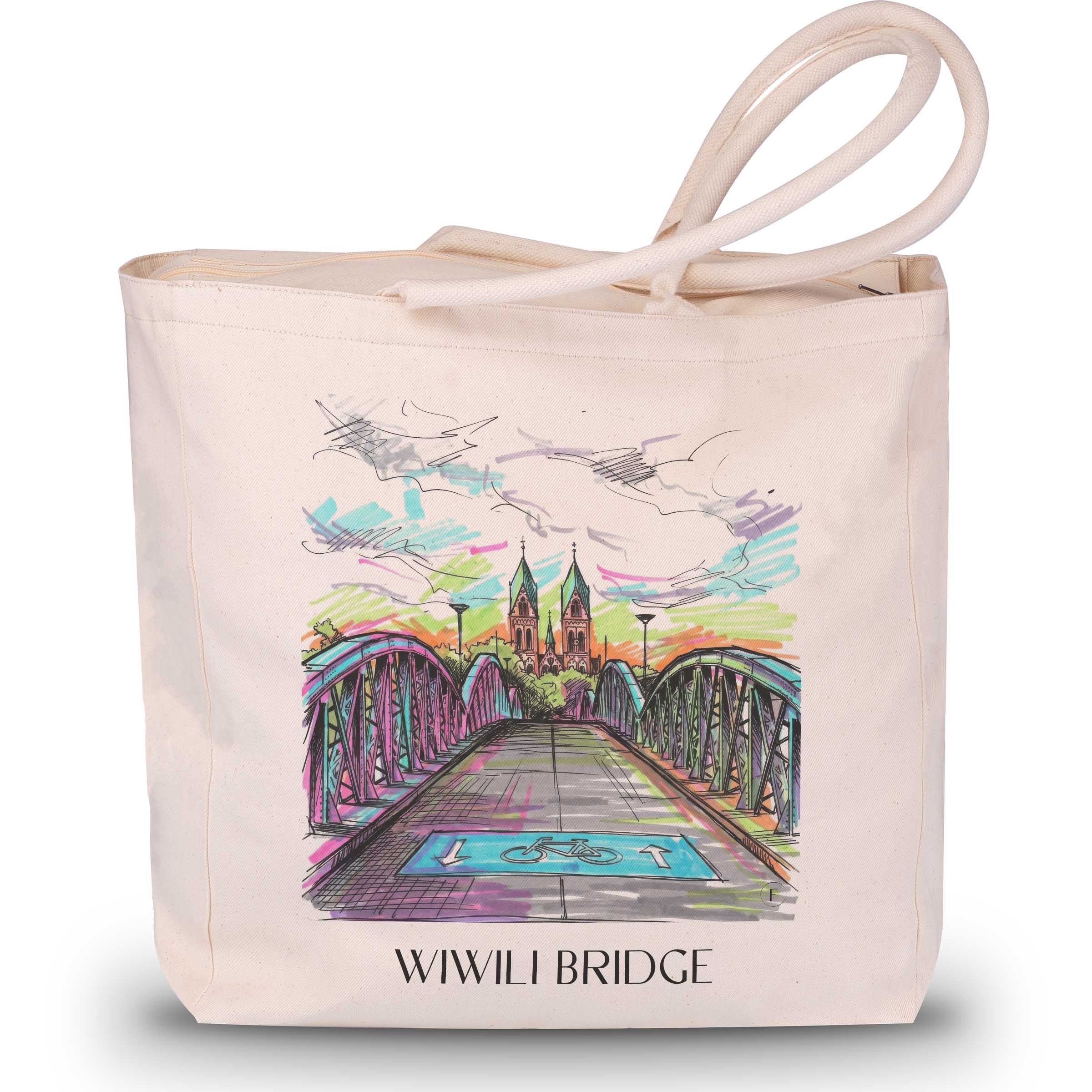 Wiwili Brücke Shopping Tasche - Freiburg - Deutschland Tote Bag - Einkaufstasche im Tag Graffiti Stil