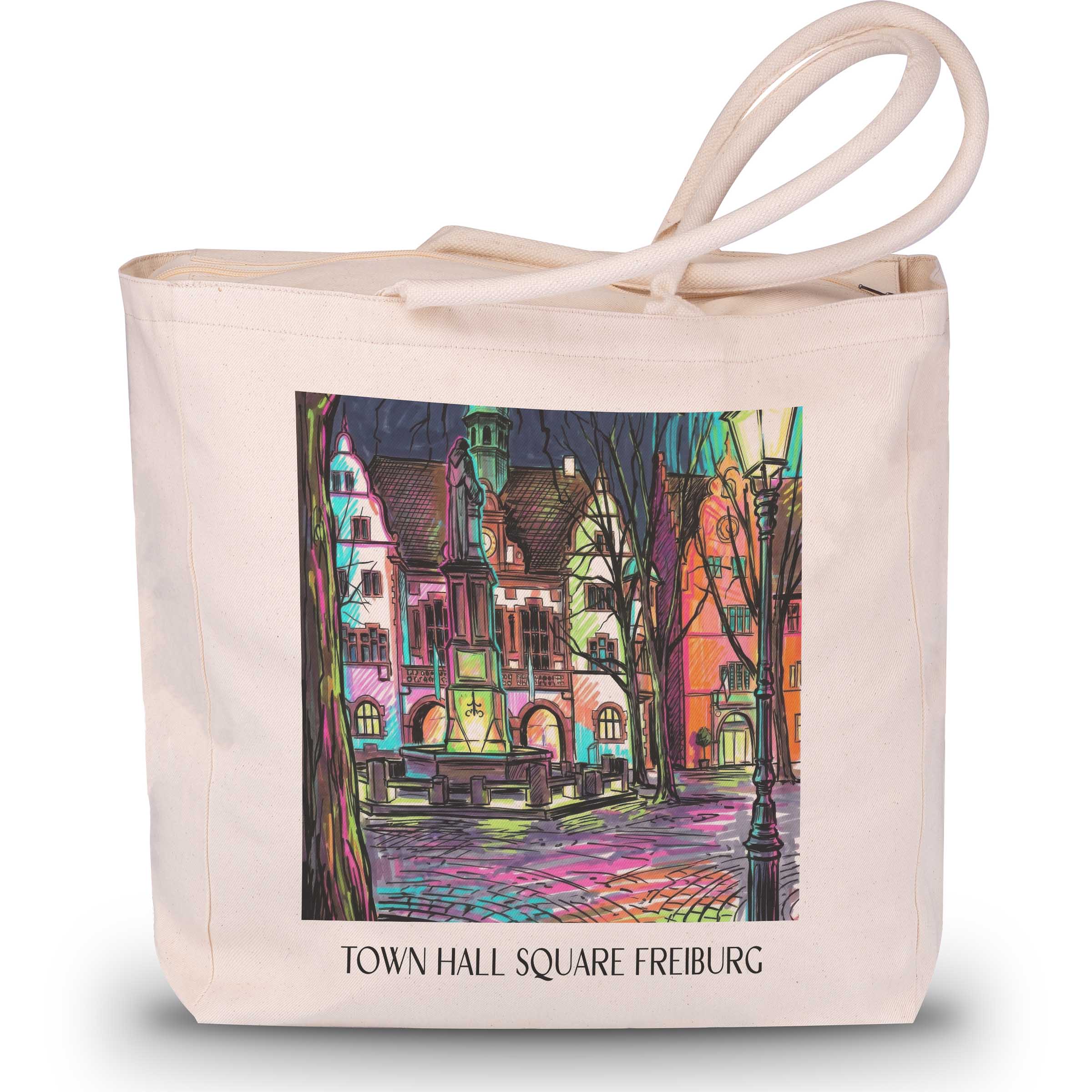 Rathausplatz Shopping Tasche - Freiburg - Deutschland Tote Bag - Einkaufstasche im Tag Graffiti Stil